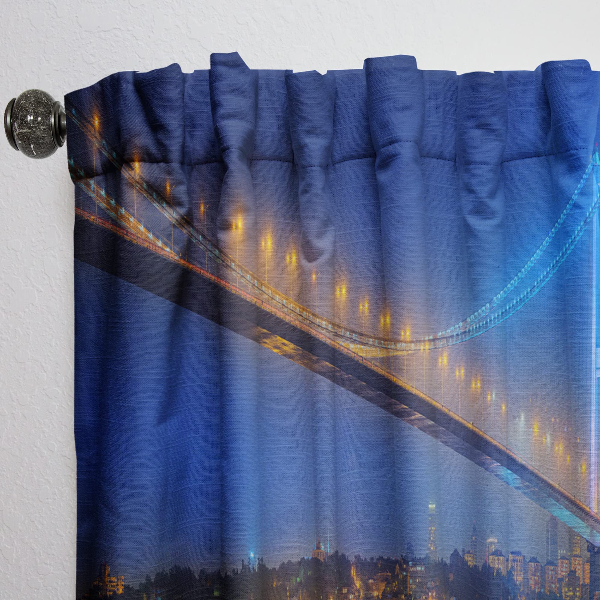DesignQ Thermal Insulated Blackout Curtains - Bosphorus Bridge Night Skyline Istanbul Single Panel 52x108 - Perfect for Bedroom & Living Room Drapes - Blocks Light & Noise for Better Sleep