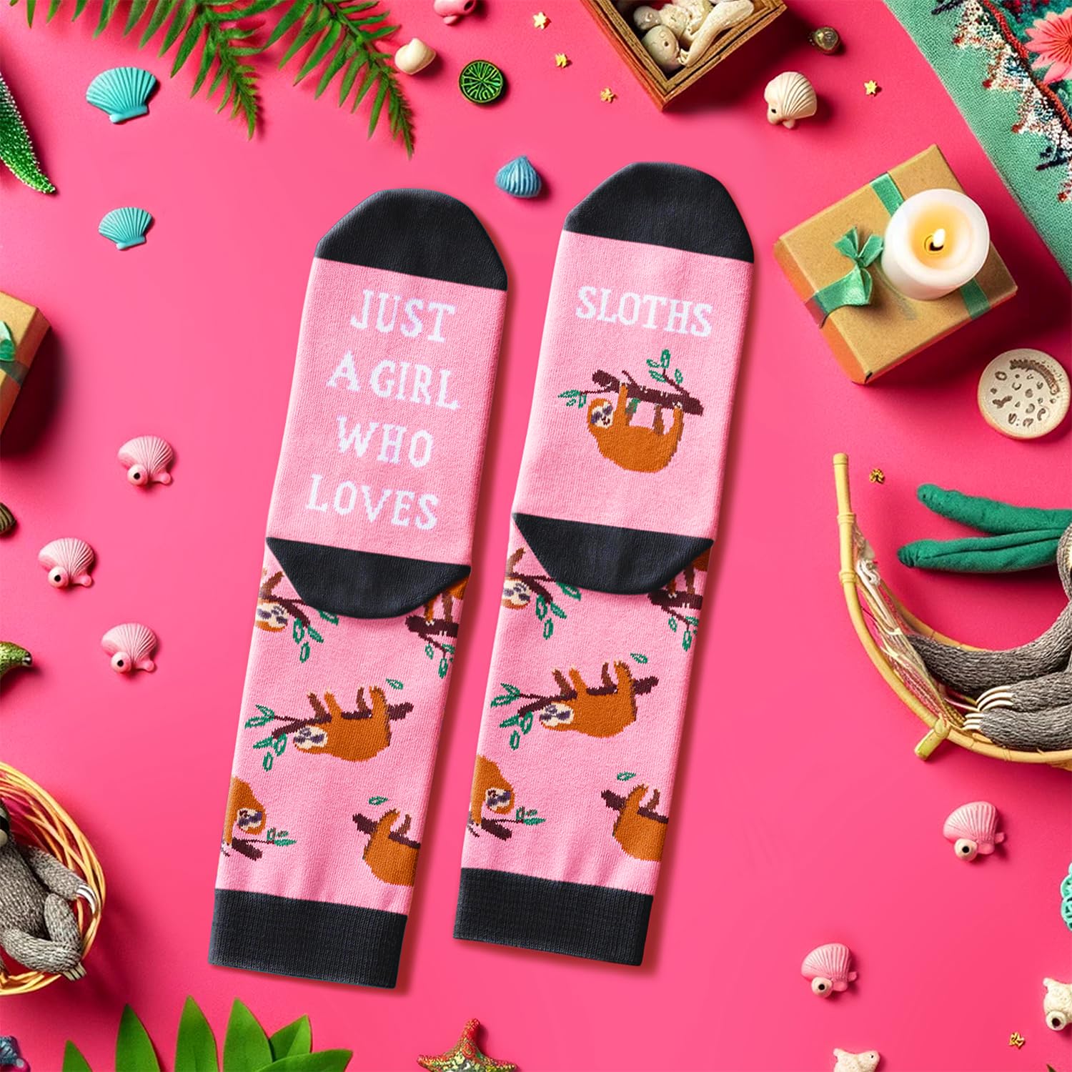 Funny Sloth Socks for Women - Cute Novelty Animal Socks Gifts for Mom, Girlfriend, Wife - Soft Comfortable Crew Socks - Perfect for Christmas, Birthday, Relaxing at Home or Fun Outfits