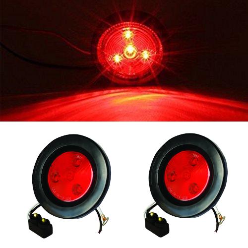 Fortpro 2 1/2 Inch Red Round Clearance Marker LED Light - 4 Super Bright LEDs with Red Lens, 2-Pack (F235159) | Perfect for Truck Trailers, Emergency Vehicles & Safety Marking