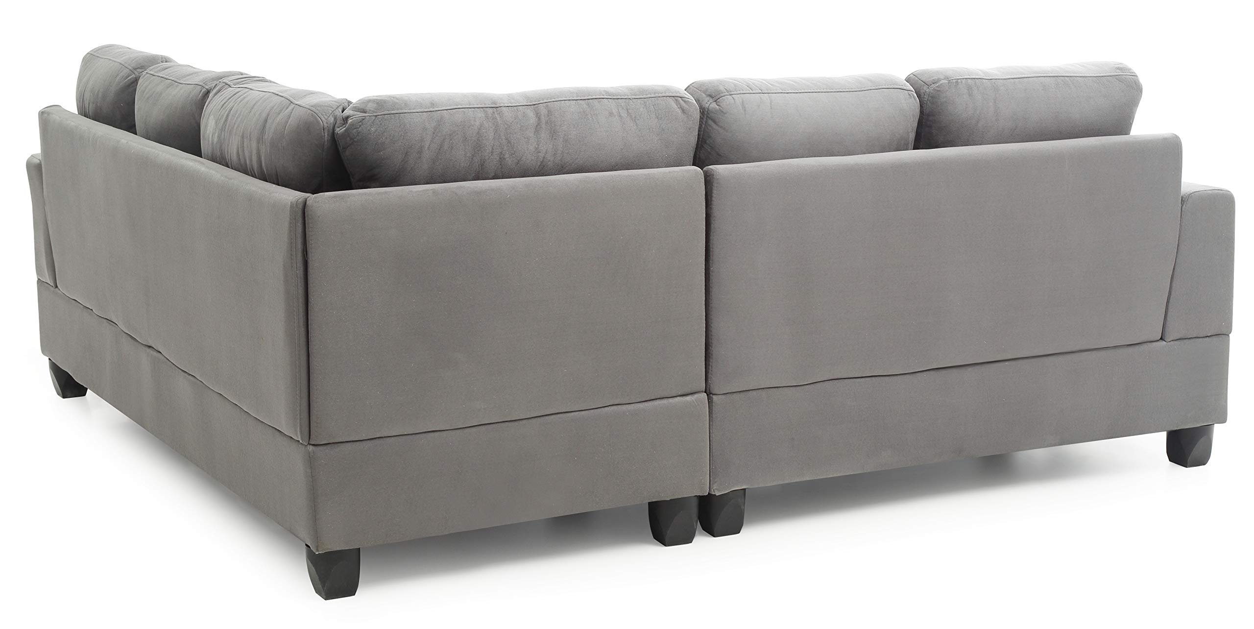 Glory Furniture G513B-SC Modern L-Shaped Sectional Sofa Set with Ottoman, Soft Grey Fabric, 2-Piece Modular Design - Perfect for Living Room, Family Room & Small Spaces