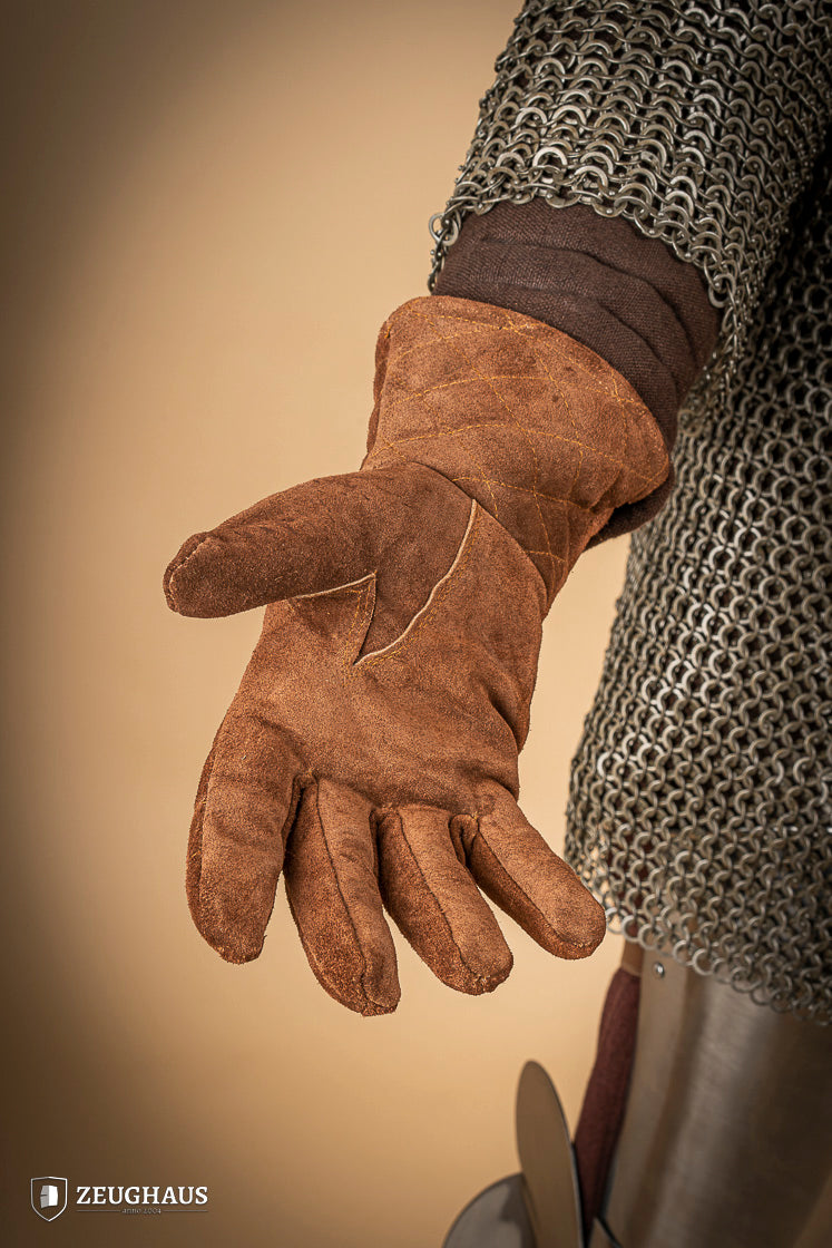 Premium Brown Suede Gauntlet Gloves - Soft & Durable for Motorcycle Riding, Winter Fashion & Outdoor Activities