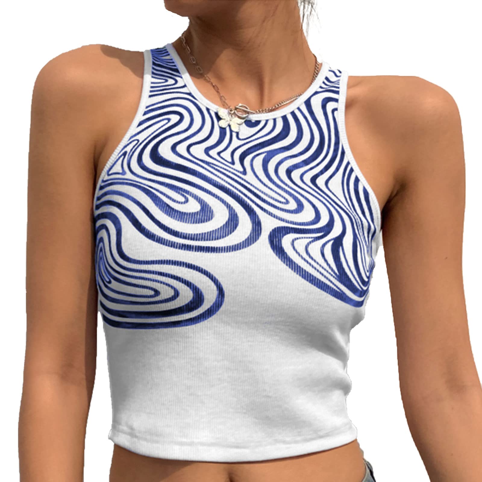 Y2K Graphic Print Crop Tank Top for Women - Cute Sleeveless Cami Vest, E-Girl Fashion for Teen Girls | Perfect for Summer Outfits, Music Festivals & Streetwear Style