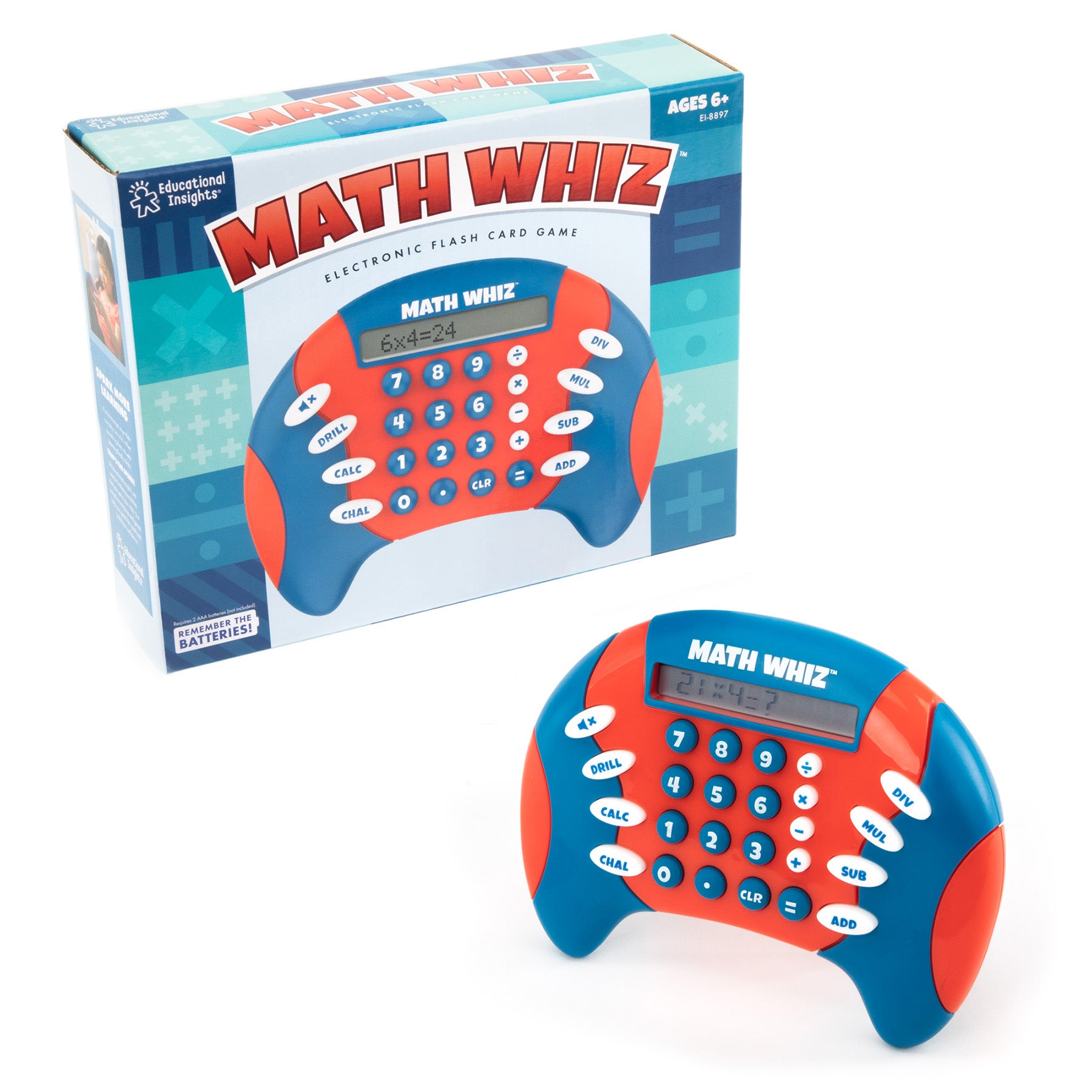 Educational Insights Math Whiz - Electronic Math Game for Kids Ages 6+ | Fun Learning Tool for Addition, Subtraction, Multiplication & Division | Perfect for Homeschooling, Classroom & Travel Activities