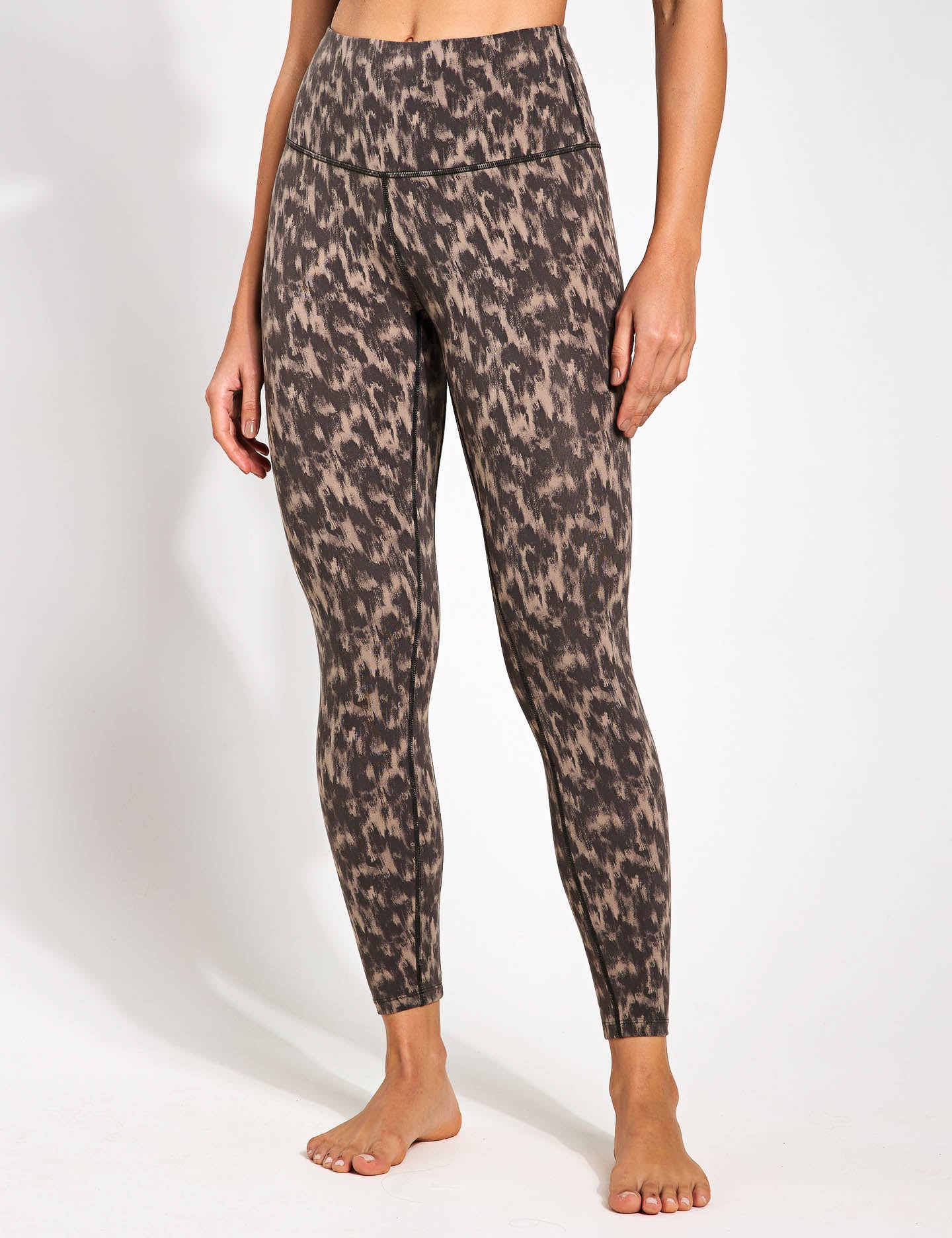 High Waisted Leggings for Women - Abstract Motion Texture Yoga Pants - 25