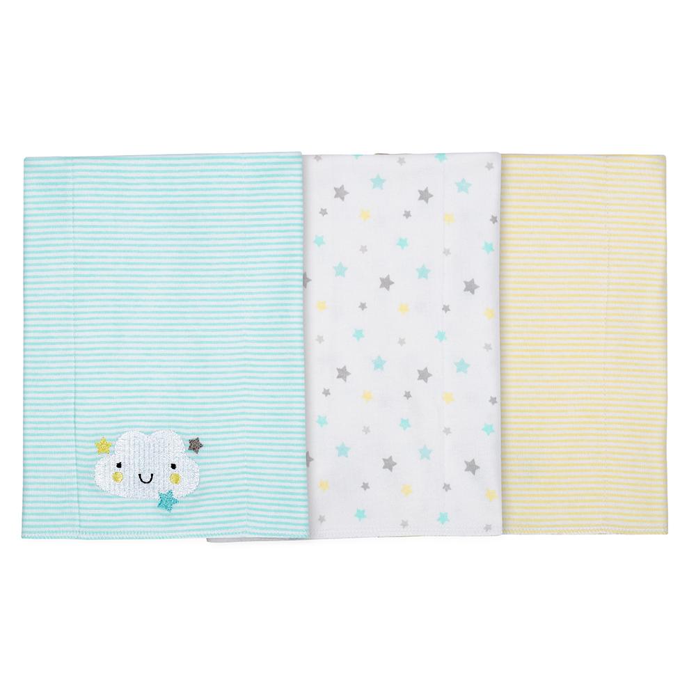 3 Pack Neutral Clouds Knit Burp Cloths - Soft & Absorbent Baby Burp Cloths for Newborns & Infants - Perfect for Feeding, Spit-Up & Messy Moments