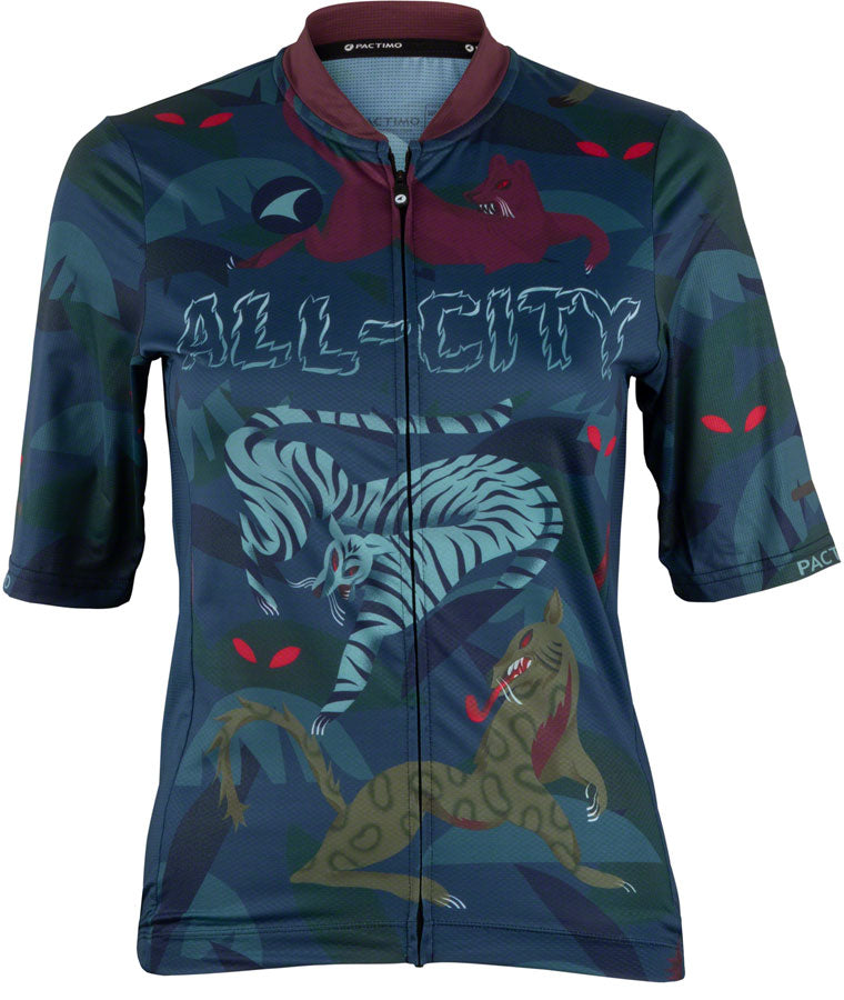 All City Night Claw Women's Cycling Jersey - Dark Teal, Spruce Green, Mulberry - X Large - Perfect for Road Biking & Outdoor Sports