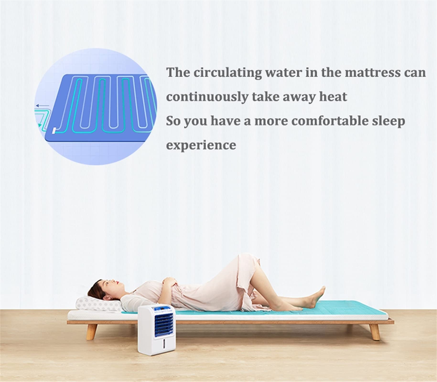 Cooling Mattress Pad with Water Circulation - Summer Cooling Bed Fan for Single Beds, Dorm Rooms & Hot Sleepers | Portable AC Alternative for Bedroom & Student Housing (Green) - Stay Cool All Night for Better Sleep