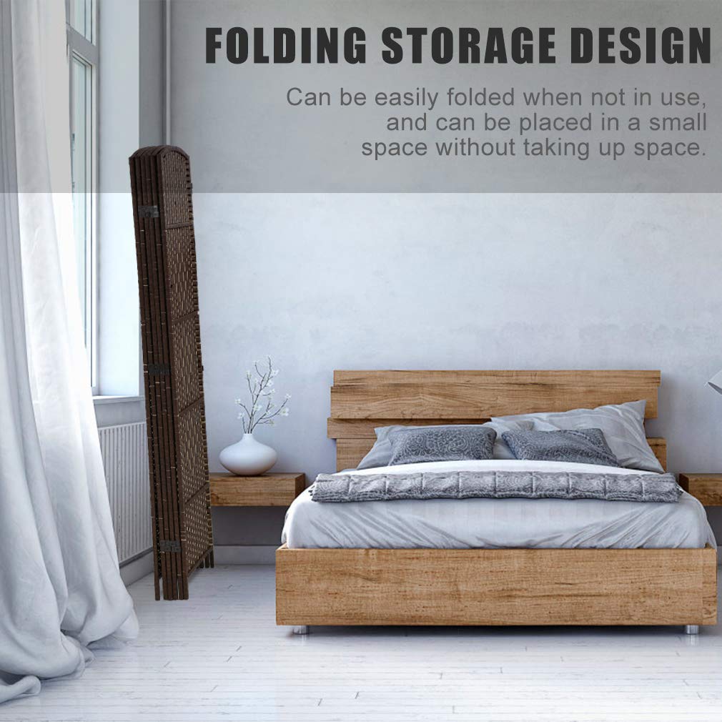 6-Panel Folding Room Divider Privacy Screen - 6ft Tall Wooden Partition Wall for Home & Office - Portable Indoor Space Separator for Bedroom, Living Room, Dorm, Studio, and Events