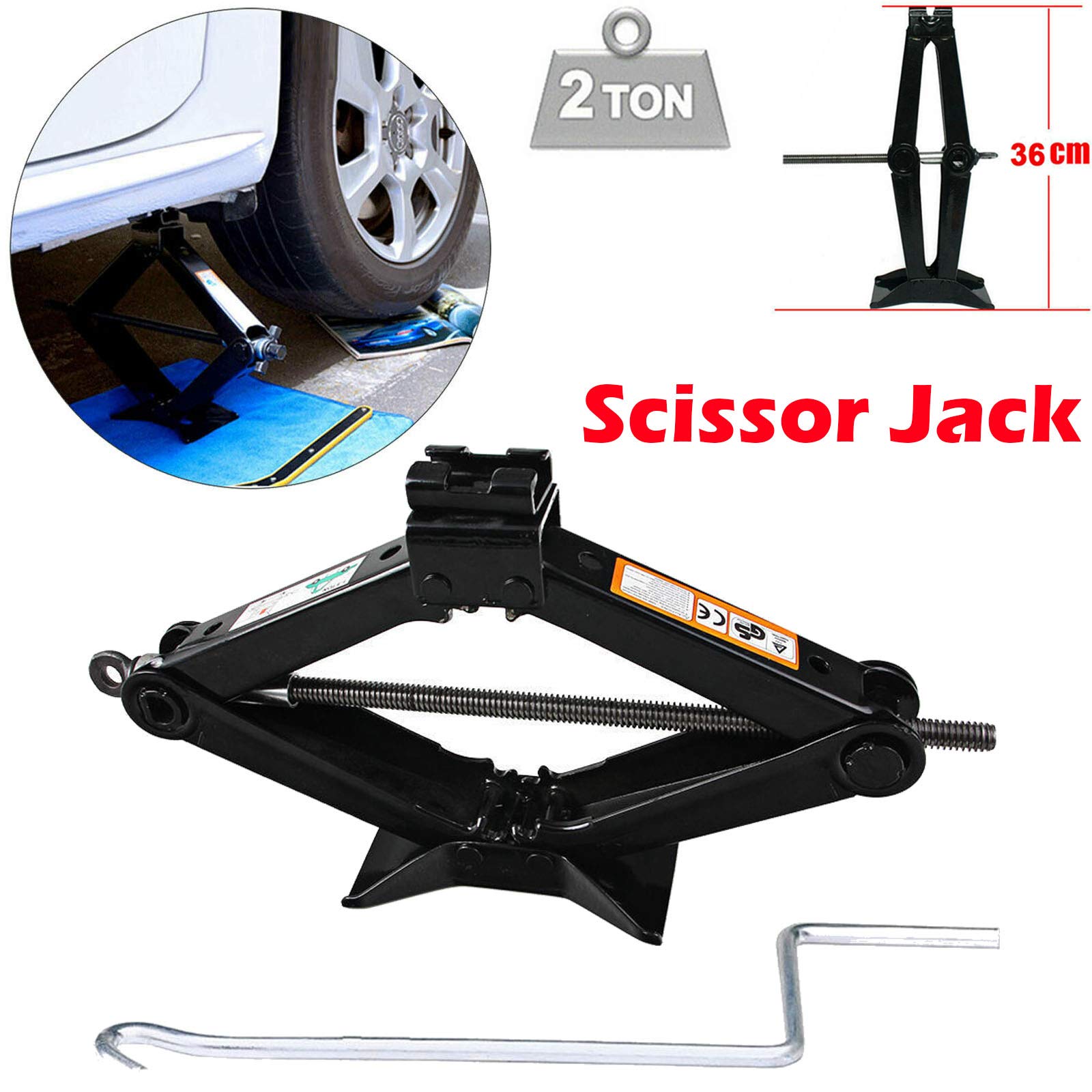 2 Ton Heavy Duty Steel Scissor Jack - 4,409 lbs Lifting Capacity for Cars, Trailers, Trucks & RVs | Universal Stabilizer with Speed Handle for Easy Tire Repair & Leveling | Ideal for Roadside Emergencies & Vehicle Maintenance