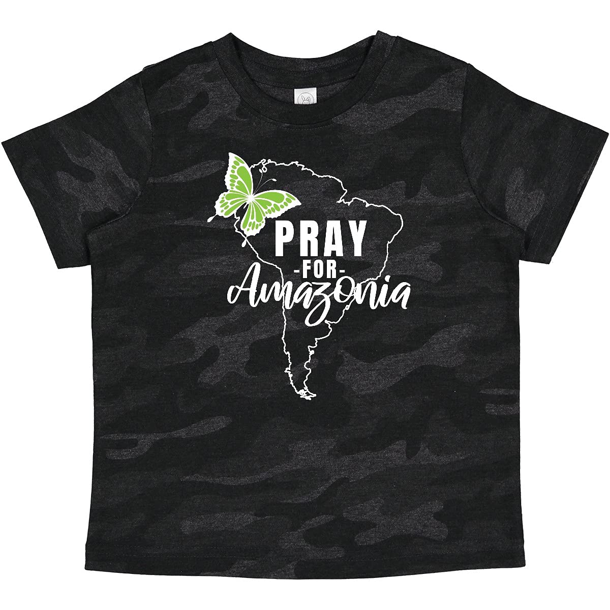 Inktastic Pray for Amazonia South America Silhouette with Butterfly Baby T-Shirt - Cute Eco-Friendly Outfit for Infants, Toddler Daily Wear & Nature-Themed Family Photos