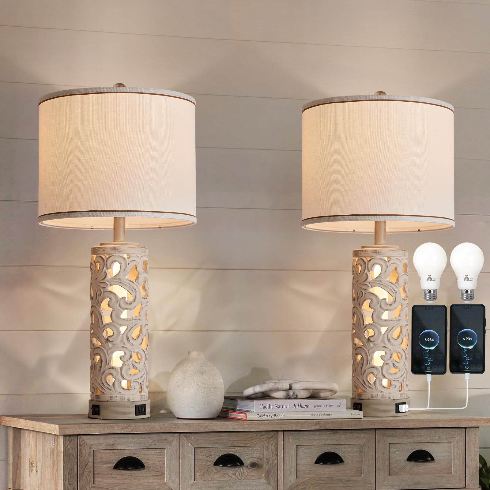 AIDENOEY Set of 2 Modern Farmhouse Table Lamps - 28