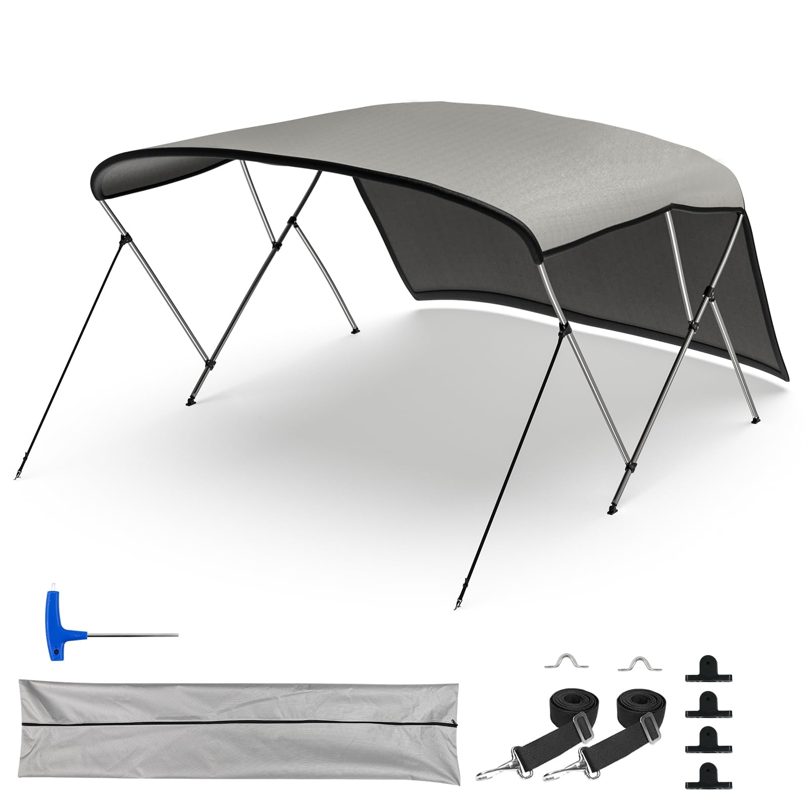 3 Bow Bimini Top for Boats - UV Resistant Waterproof Boat Canopy Cover - Perfect for Pontoon, Fishing & Ski Boats (Sun Protection & Shade Solution)