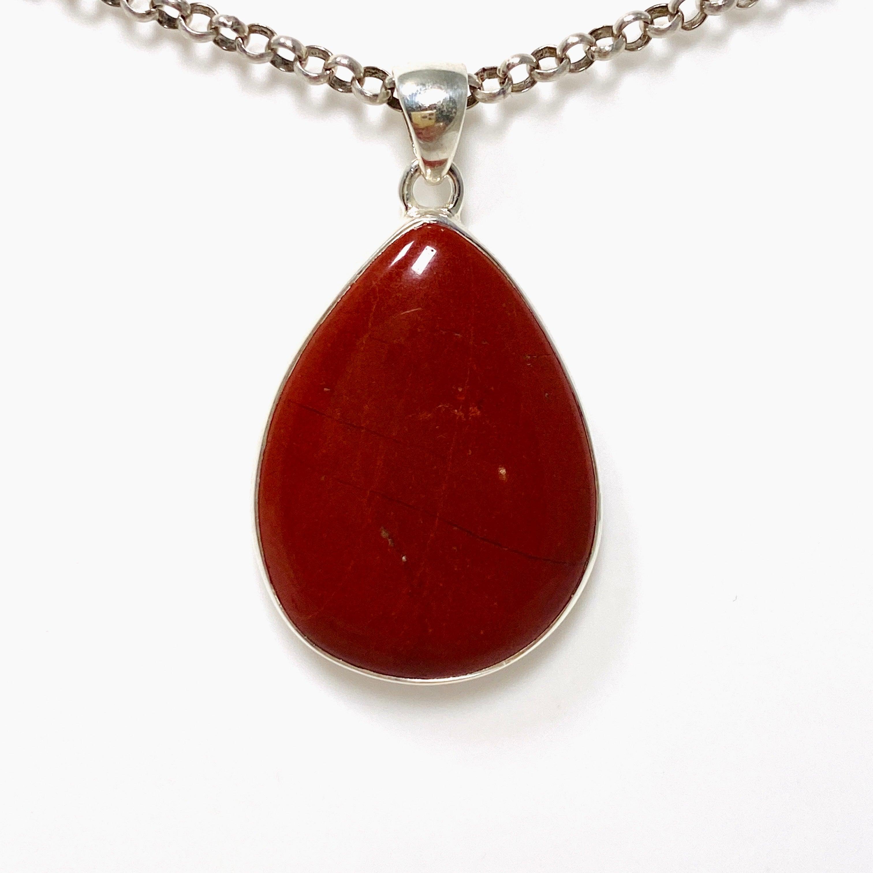 Red Jasper Teardrop Pendant Necklace KPGJ4443 - Natural Stone Jewelry for Women, Healing Crystal Gift for Meditation & Spiritual Protection