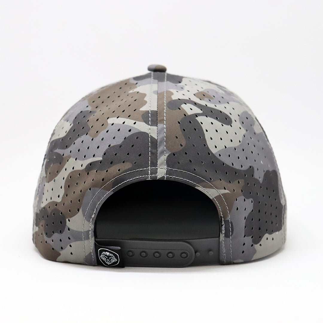 Future Looks Bright Light Brown Camo Flat Bill Waterproof Perforated Snapback Hat - Stylish Outdoor Baseball Cap for Hiking, Fishing & Casual Wear
