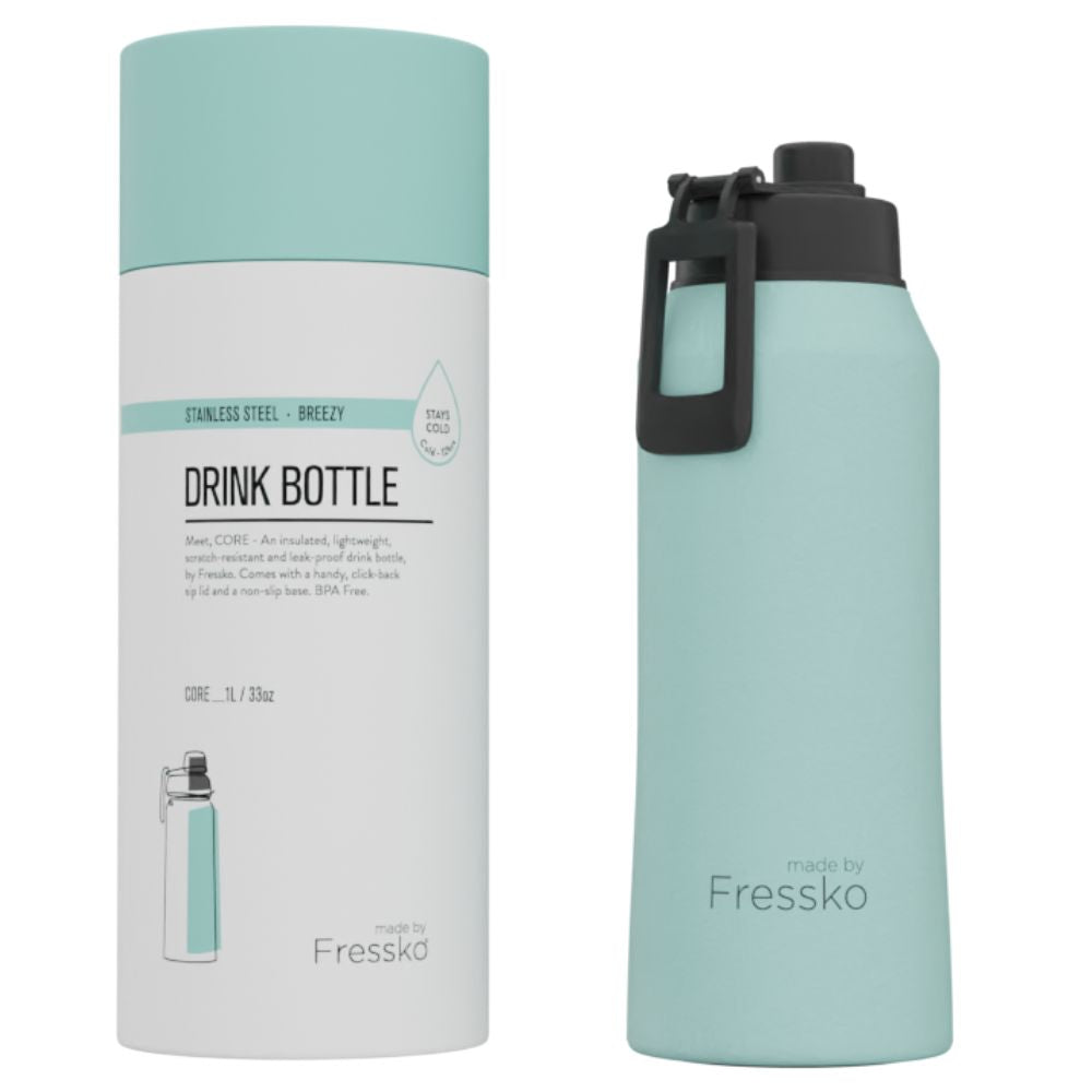 Fressko CORE 1L Insulated Stainless Steel Water Bottle with Leak-Proof Sip Lid - Perfect for Hiking, Gym & Outdoor Activities