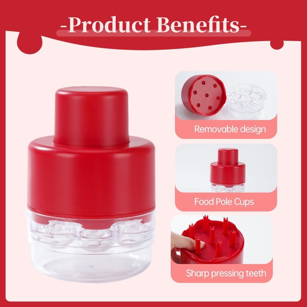 Stainless Steel Cherry Pitter Tool - 7 Hole Portable Cherry Core Remover & Seed Extractor for Cherries, Olives, Plums - Multi-Function Kitchen Gadget for Baking, Canning, Jam Making (Red)