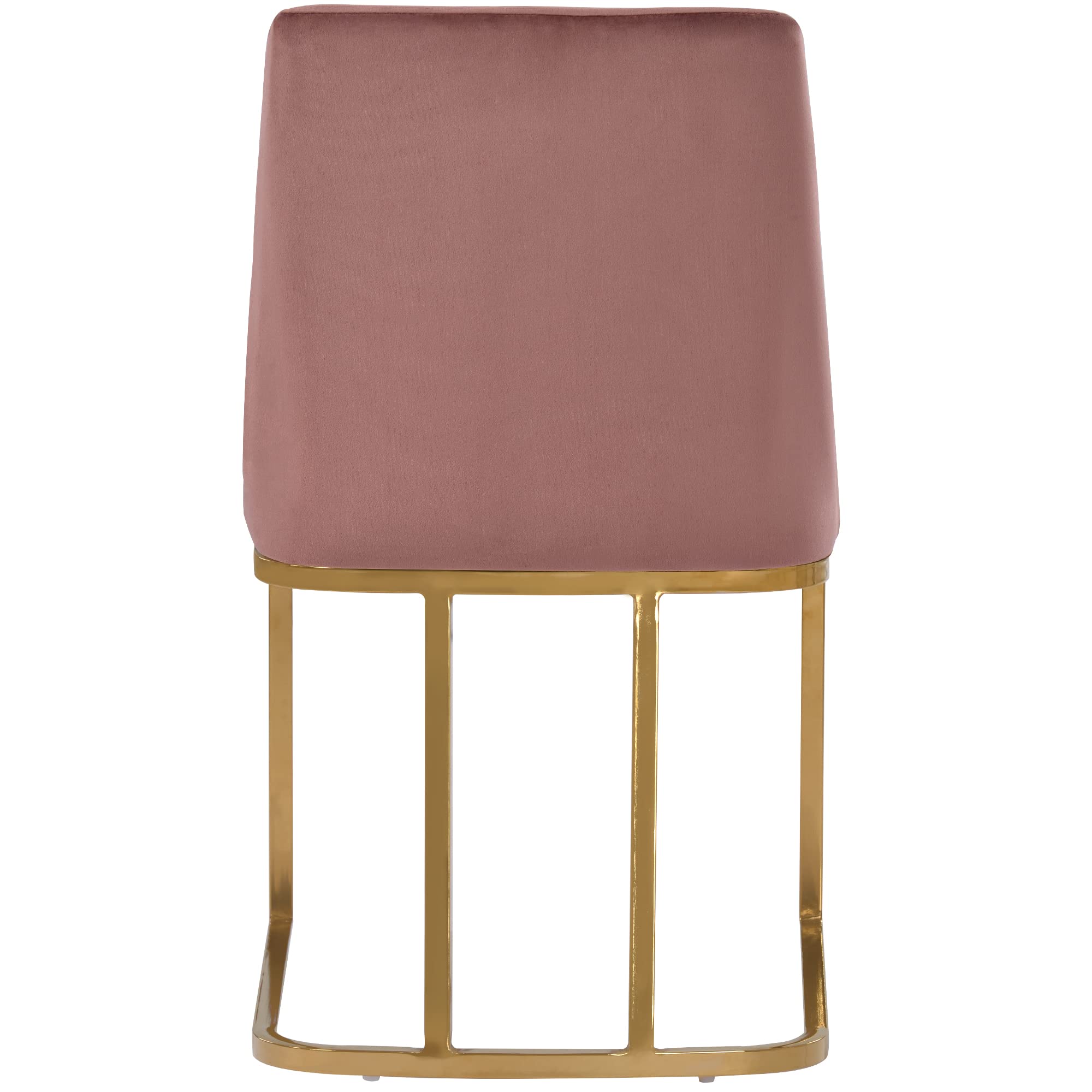Modern Minimalist Velvet Upholstered Dining Chairs Set of 2 - Pink Accent Chairs with Gold Metal Base for Living Room, Kitchen, Vanity, Patio - Perfect for Small Spaces, Dining Areas & Home Decor