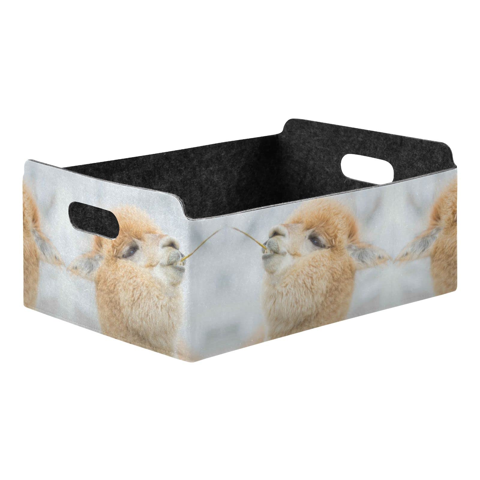 Llama Alpaca Felt Desk Organizer Tray - Foldable Rectangular Storage Plate for Jewelry, Vanity & Counter Tissues | Detachable & Portable Valet Tray for Home & Office Organization