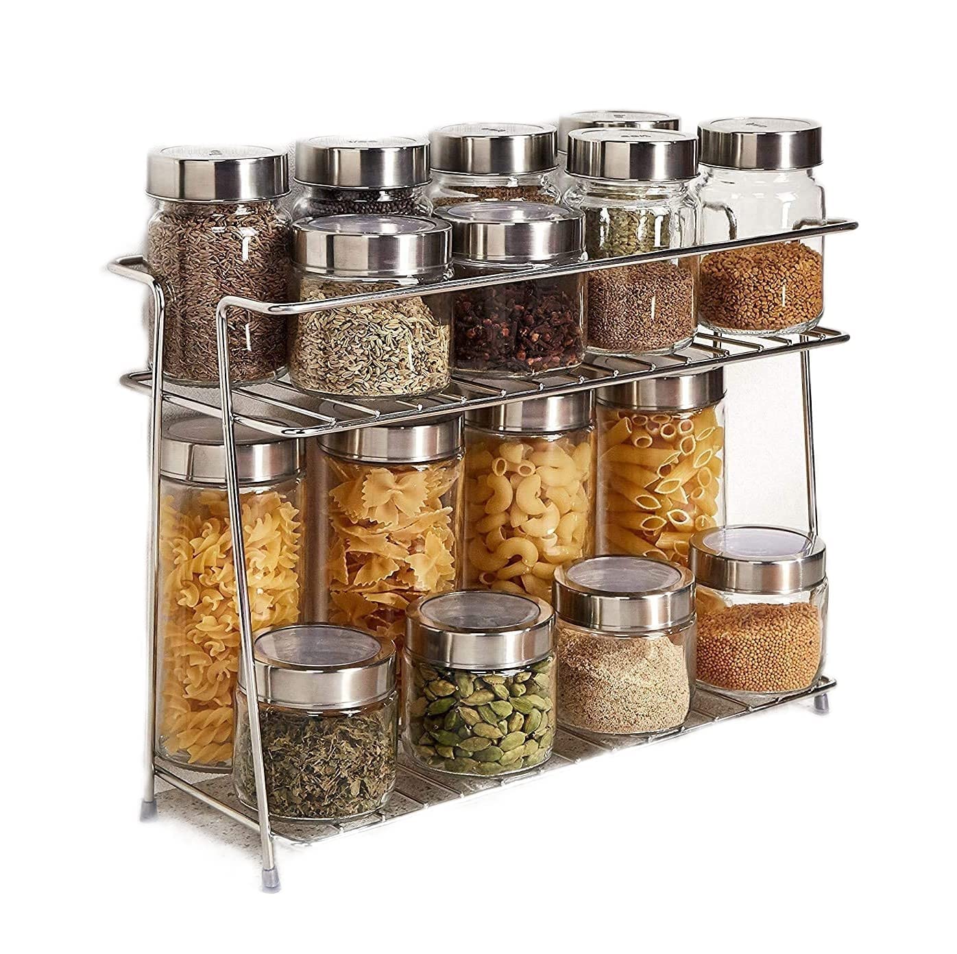 Stainless Steel Kitchen Rack Organizer - 2-Tier Space Saver for Utensils & Dishes - Perfect for Small Kitchens