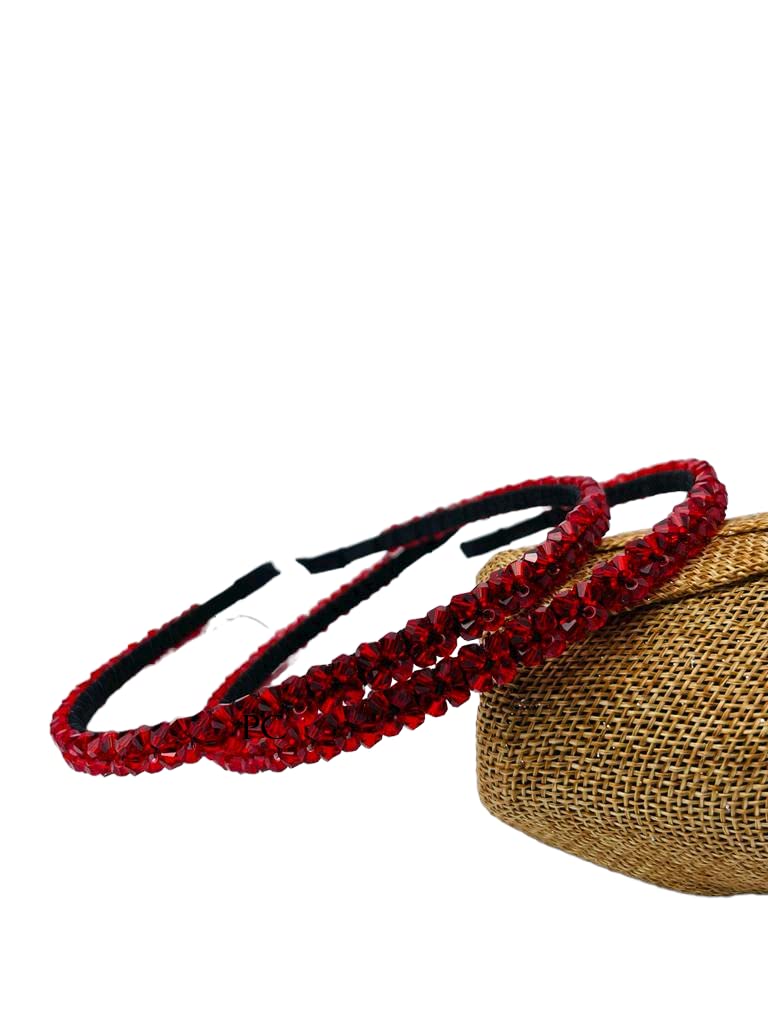 2 PCS Red Crystal Rhinestone Headbands - Shiny Non-Slip Beaded Hair Accessories for Women & Girls | Perfect for Parties, Weddings & Special Occasions