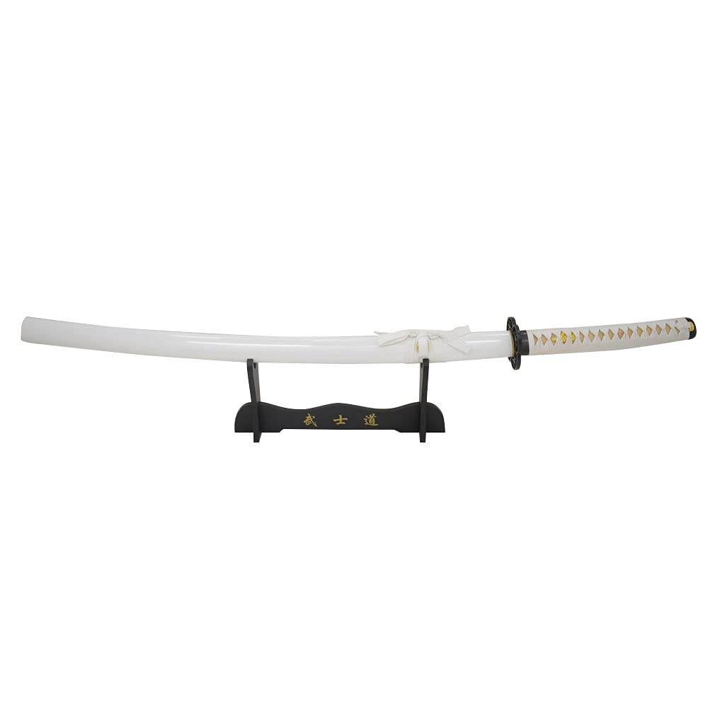 Handmade Samurai Katana Sword - Tactical Snake Eye Design with Wooden Display Stand | Authentic Japanese Sword for Martial Arts, Cosplay & Home Decor