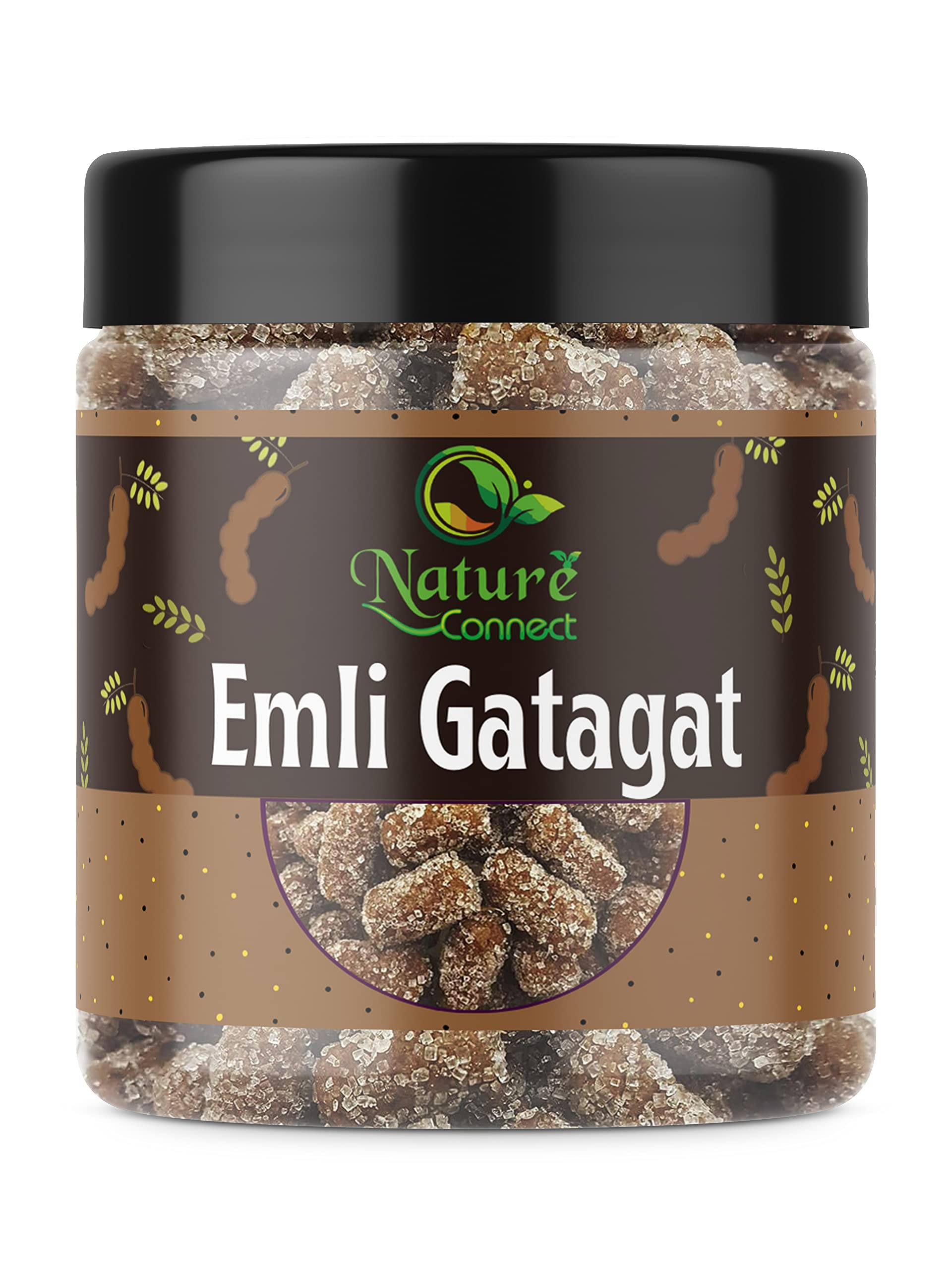 Nature Connect Imli Gatagat Candy 250g | Sweet & Sour Tamarind Candy | Khatta Meetha Chulbuli Imli | Twisted Tamarind Treat | Perfect for Snacking, Gifts & Indian Dessert Toppings [Jar Pack]