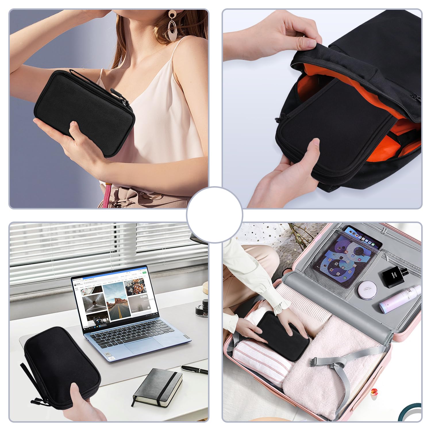 Electronics Organizer Travel Case - Waterproof Double Layer Tech Pouch for Cables, Chargers, Phones & Earphones - Perfect Travel Accessory for Men & Women (Black) | Ideal for Business Trips, Vacations & Daily Commute