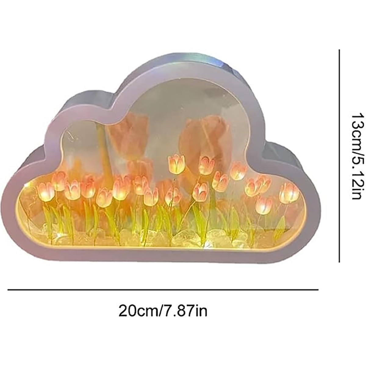 DIY Cloud Tulip Night Light - Romantic LED Table Lamp for Bedroom Decor, Purple Tulip Mirror Night Light for Home, Kids Room & Nursery - Perfect Bedside Lamp for Relaxation & Sleep Aid
