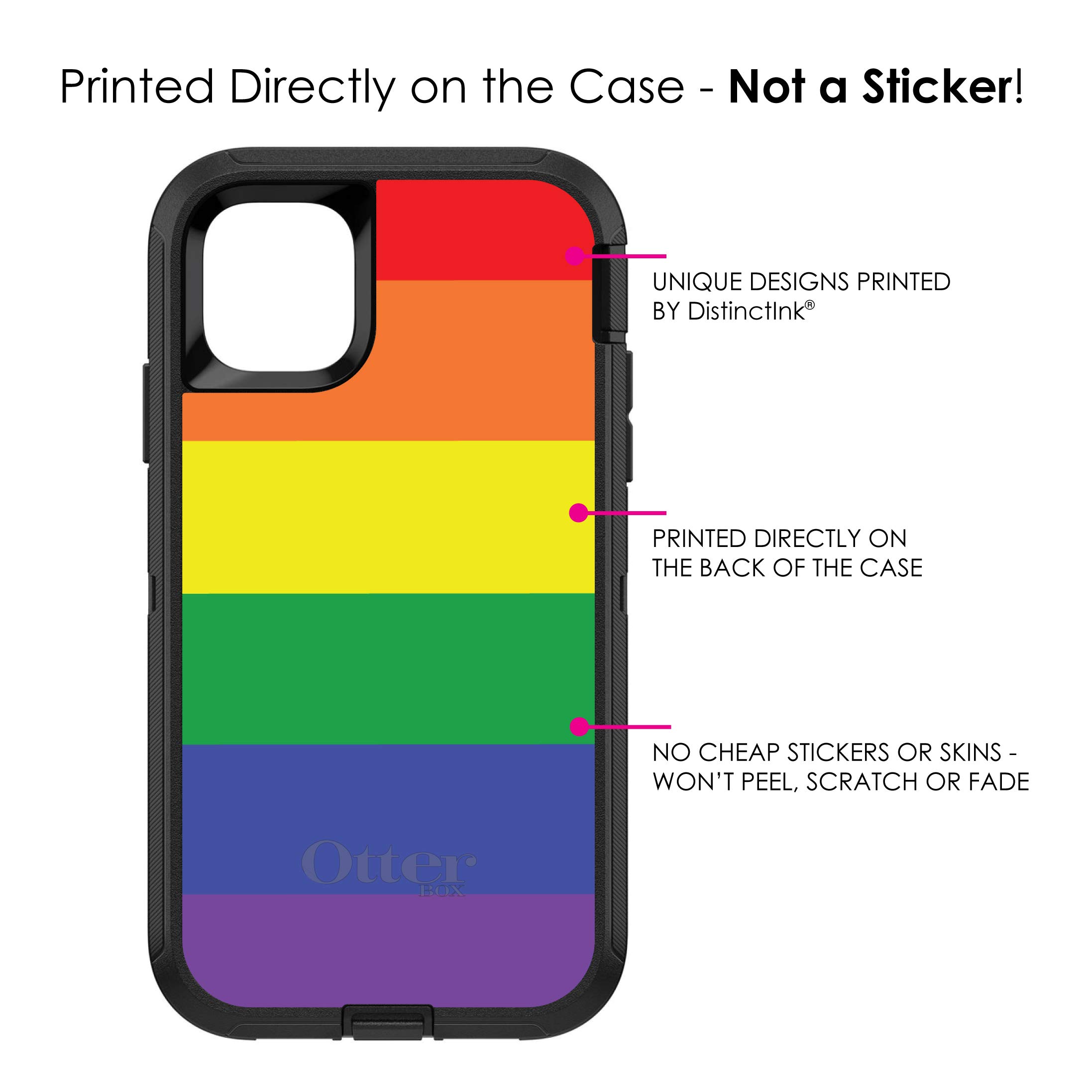 DistinctInk iPhone 11 Pro MAX Case (6.5 Inch) - Rainbow Stripes LGBTQ Pride Protective Cover | Durable Shockproof Replacement for OtterBox Defender | Perfect for Daily Use, Travel & Showing Your Support