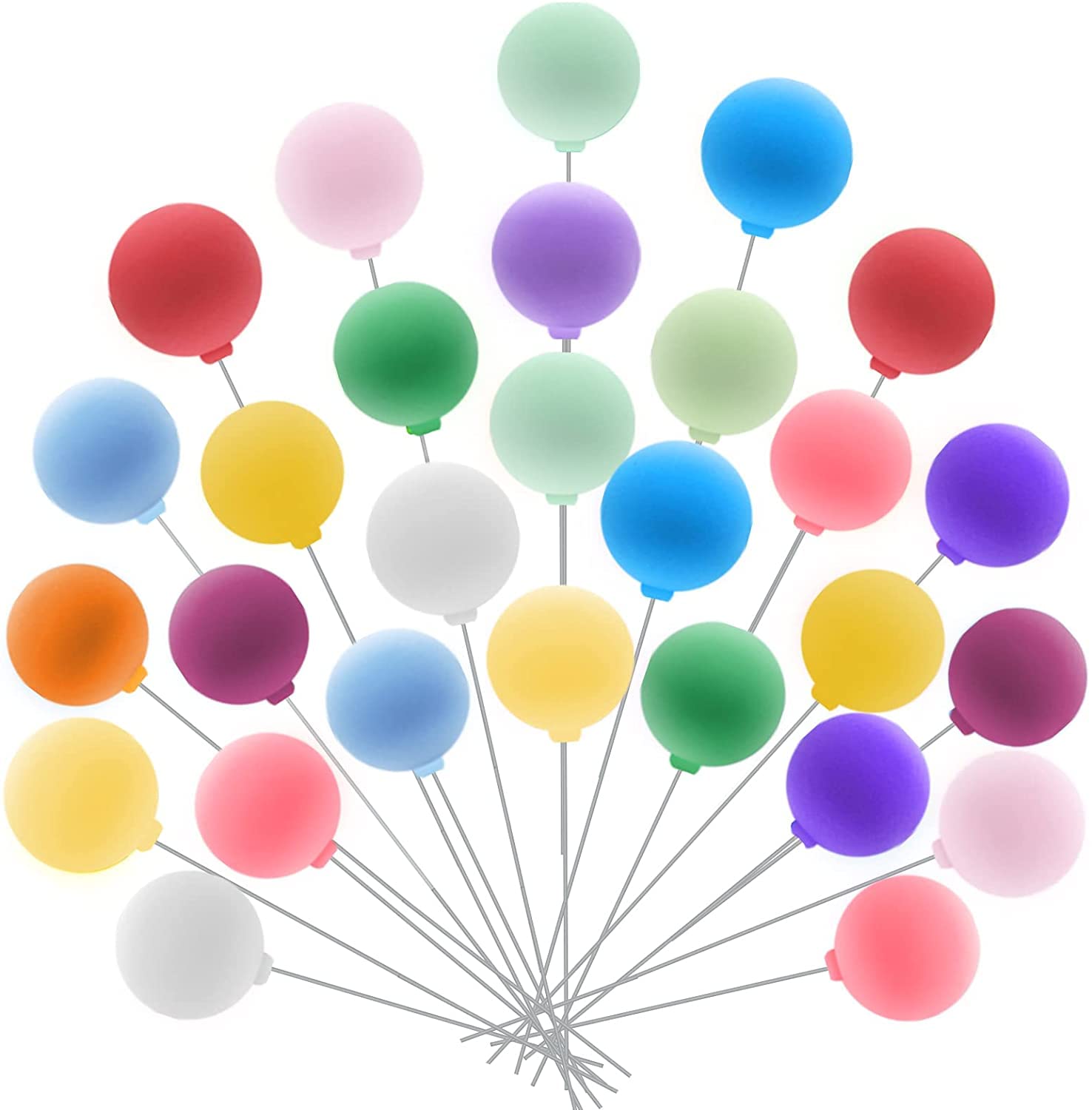 Newmemo 30-Piece Mini Colorful Balloon Cake Topper Set - Balloon Cupcake Picks, Balloon Cluster Decorations for Cakes & Cupcakes - Perfect for Dollhouse, Baby Showers, Birthday Parties & Wedding Celebrations