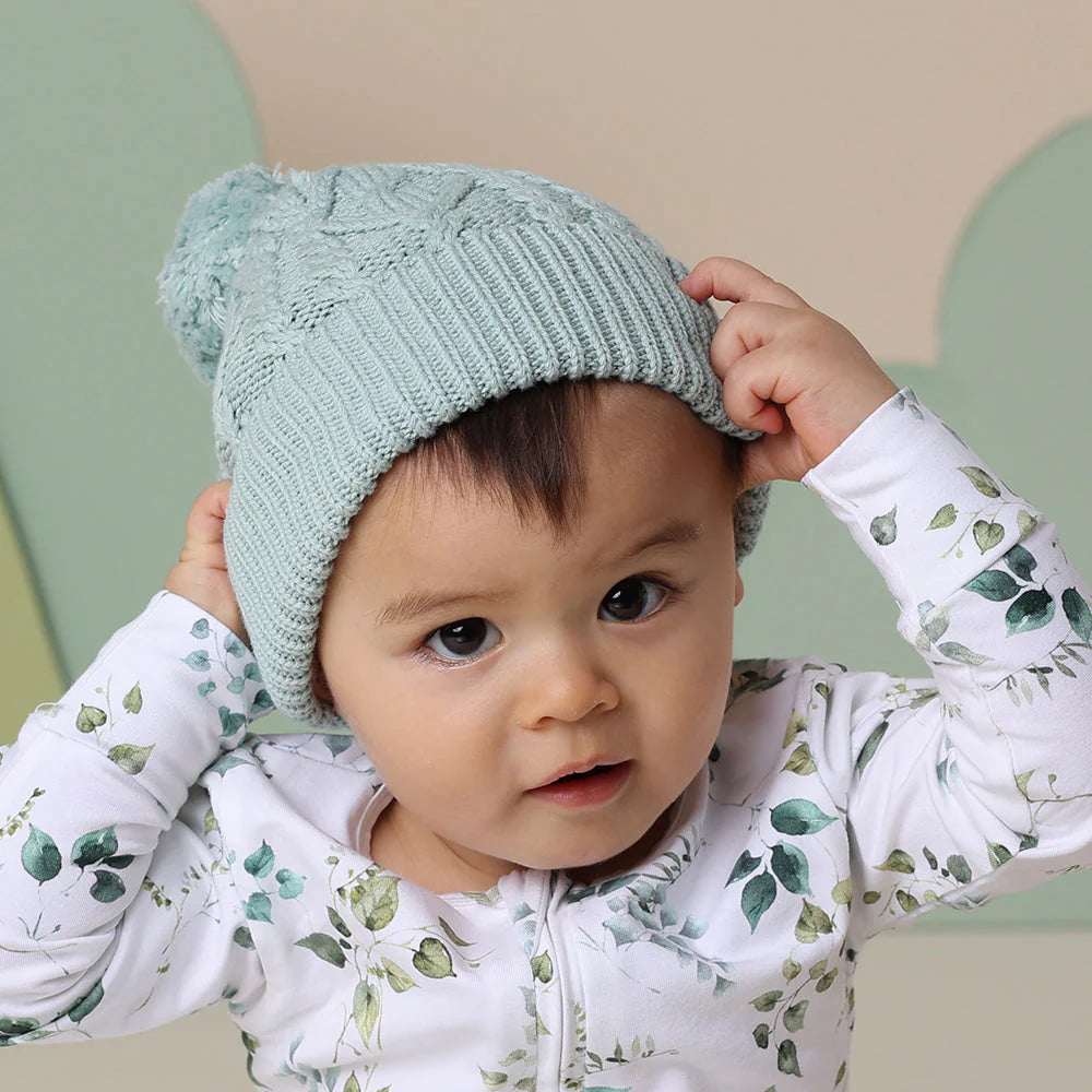 Snuggle Hunny Organic Knit Beanie - Soft Sage Green Winter Hat for Women & Men | Cozy & Warm for Outdoor Activities, Skiing, Hiking