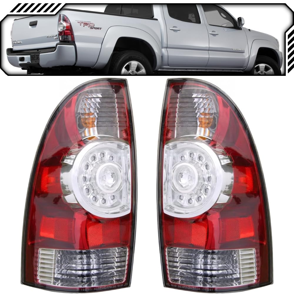 OE Style LED Tail Lights Replacement for 2009-2015 Toyota Tacoma - Smoked Lens, Plug & Play Installation (Part# TO2800177/TO2801177/8156004160/8155004160) - Perfect for Off-Roading, Night Driving & Custom Truck Upgrades