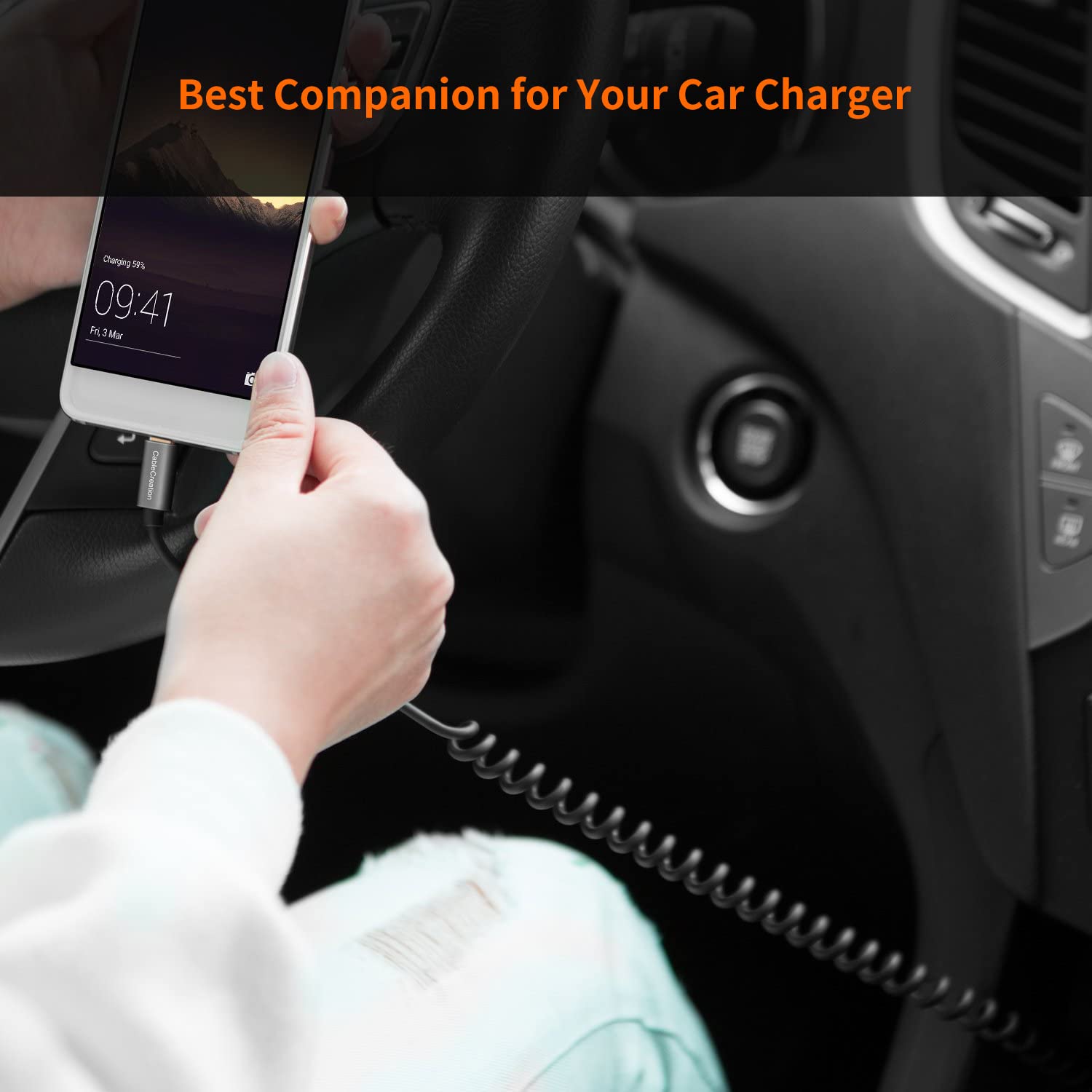 Coiled USB to Micro USB Cable 2.0 (0.56-4ft) - for Android, Tablet & Car Charger - Space Gray