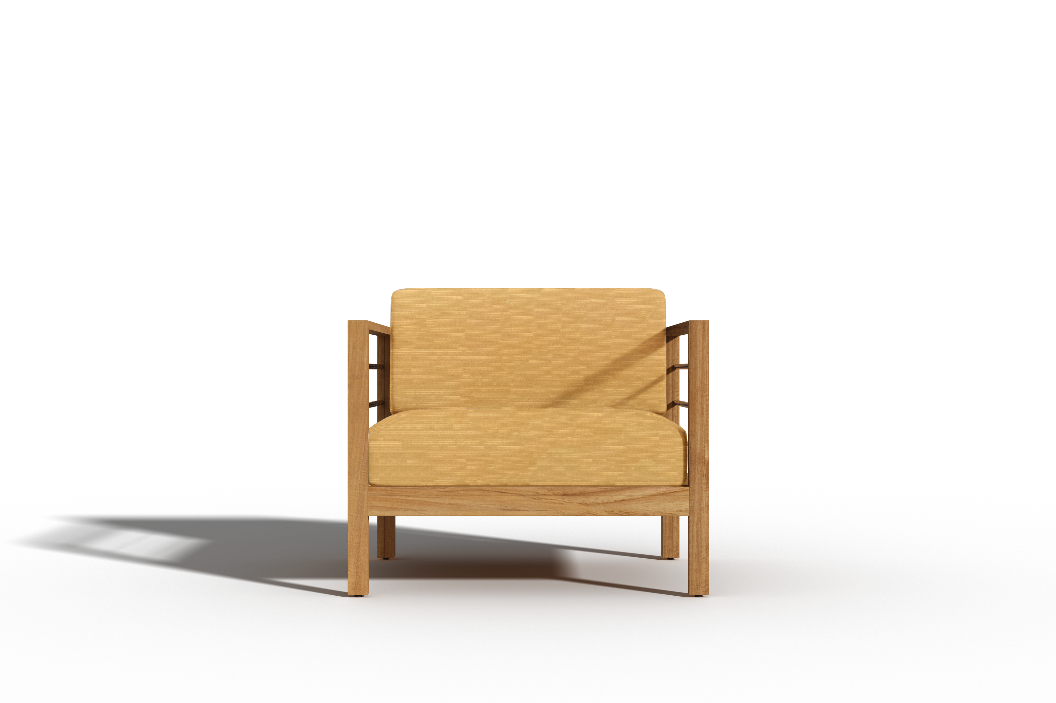 Leon 4-Piece Teak Outdoor Patio Deep Seating Set with Sunbrella Dupione Cornsilk Cushions - Perfect for Backyard, Garden & Poolside Relaxation