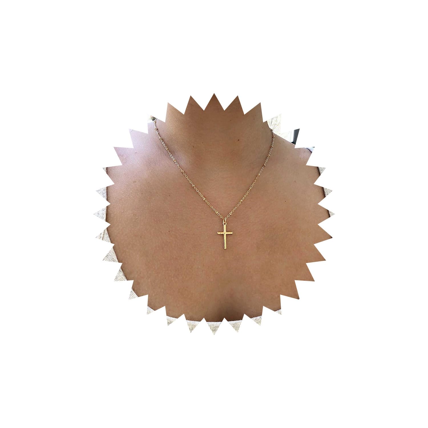 Wendalern Gold Cross Bead Choker Necklace - Religious Crucifix Pendant Jewelry for Women & Girls - Perfect for Church, Weddings & Everyday Faith Fashion