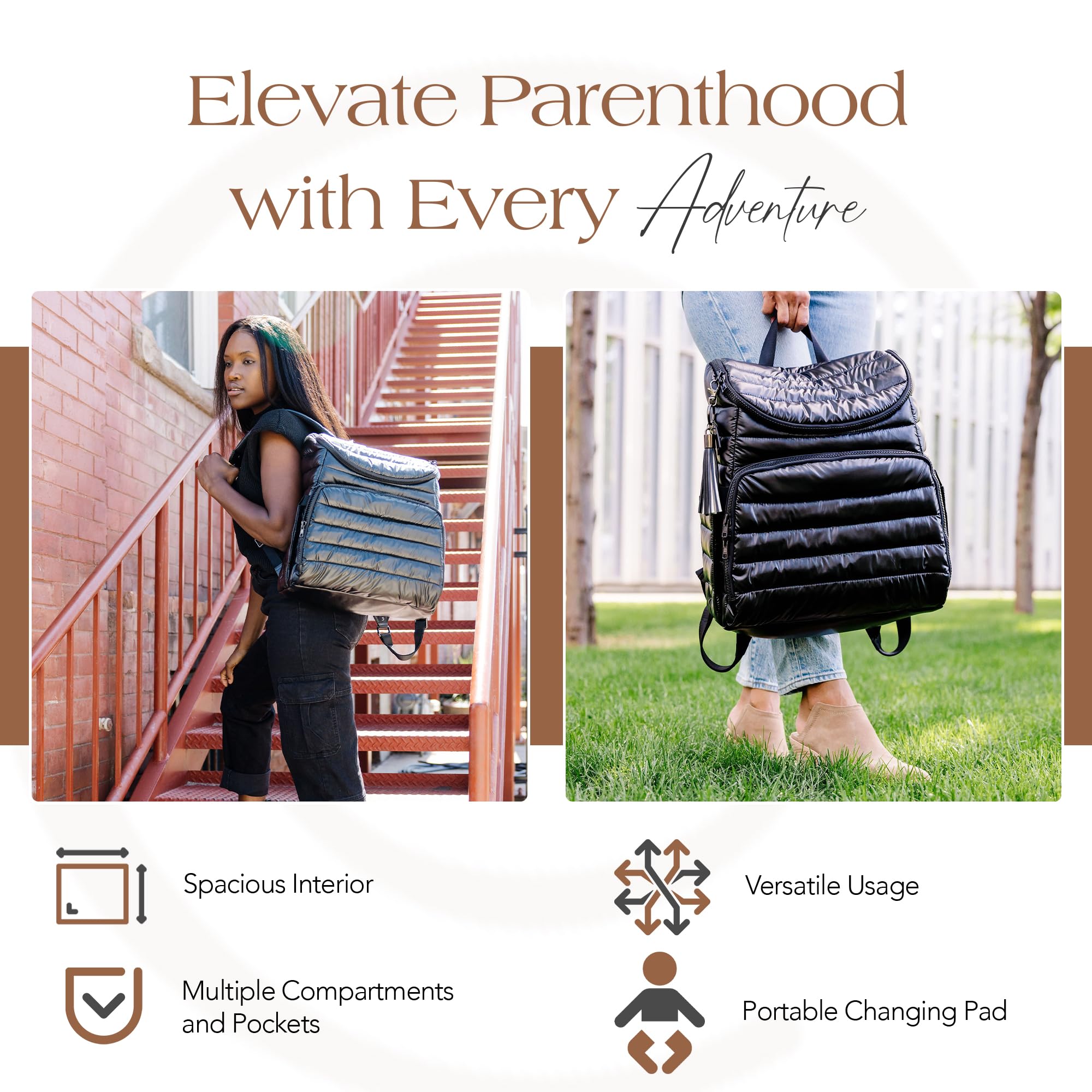 Citi Collective Gallery Diaper Bag Backpack - Stylish & Spacious Baby Travel Backpack for Moms - Fits 15
