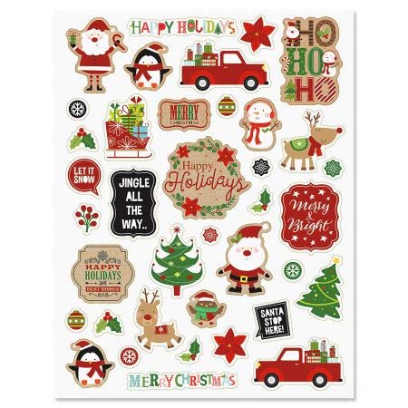 Christmas Stickers for Kids - 40 Holiday Stickers (2 Sheets) for Envelope Seals, Party Decorations & DIY Crafts - Perfect for Christmas Cards, Scrapbooking & Gift Wrapping