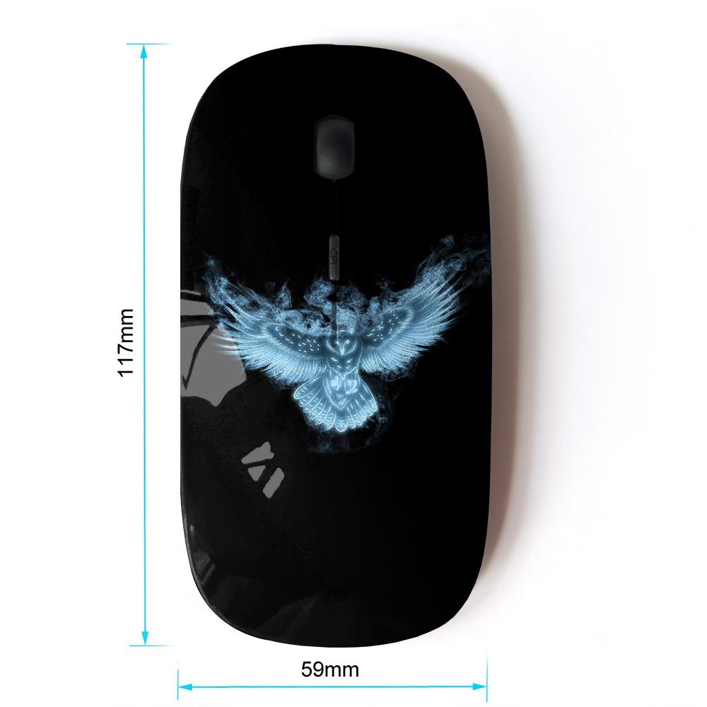 2.4G Wireless Optical Mouse with LED Glow - Fantasy Night Owl Design for Gaming, Office & Home Use