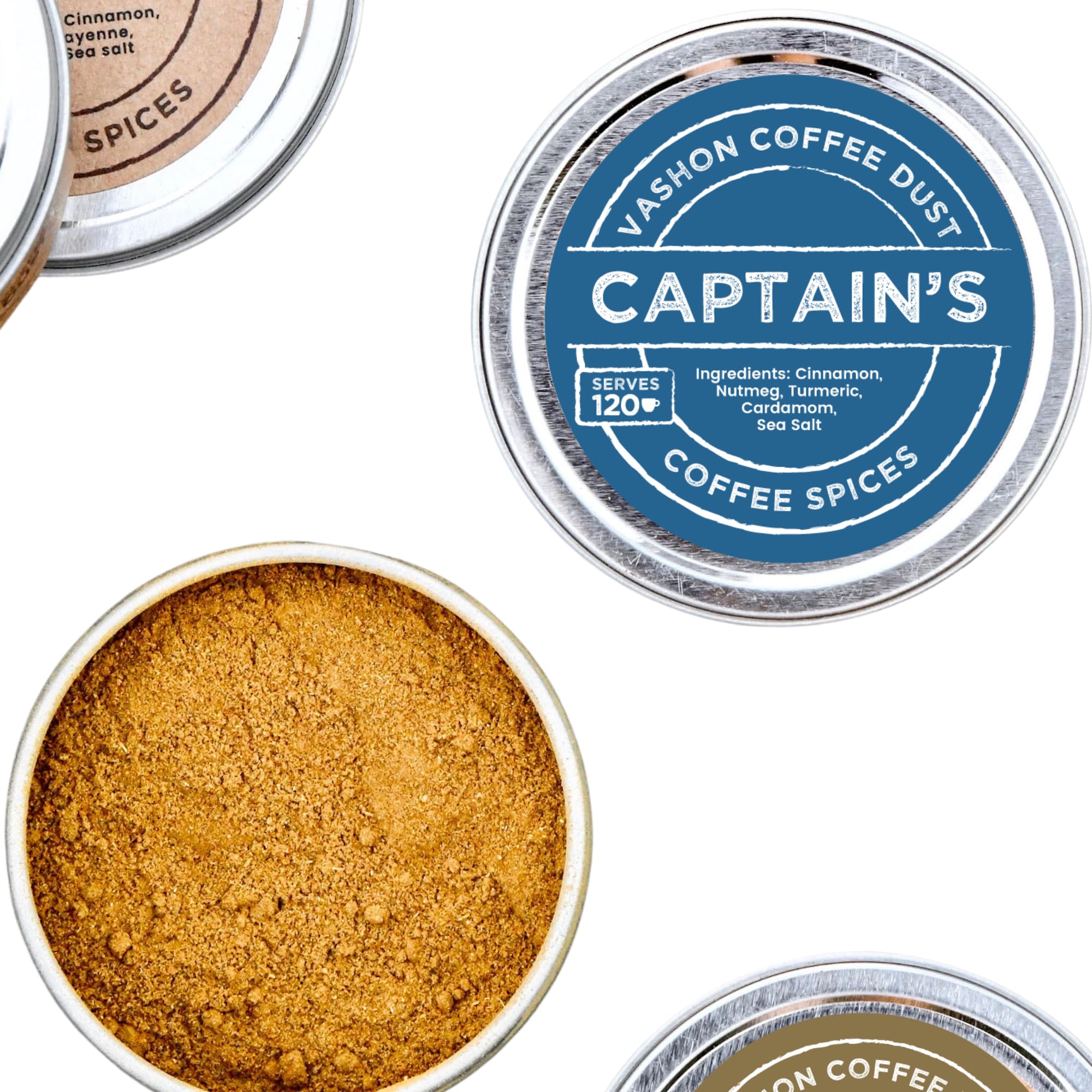 Premium Coffee Dust Spice Blend - Captain's Coffee | Natural Cinnamon, Nutmeg, Turmeric & Cardamom for Coffee & Tea | Sugar-Free, No Artificial Flavors | 120 Servings | Perfect Gift for Coffee Lovers | Great for Home Brewing, Office Use & Holiday Gifting