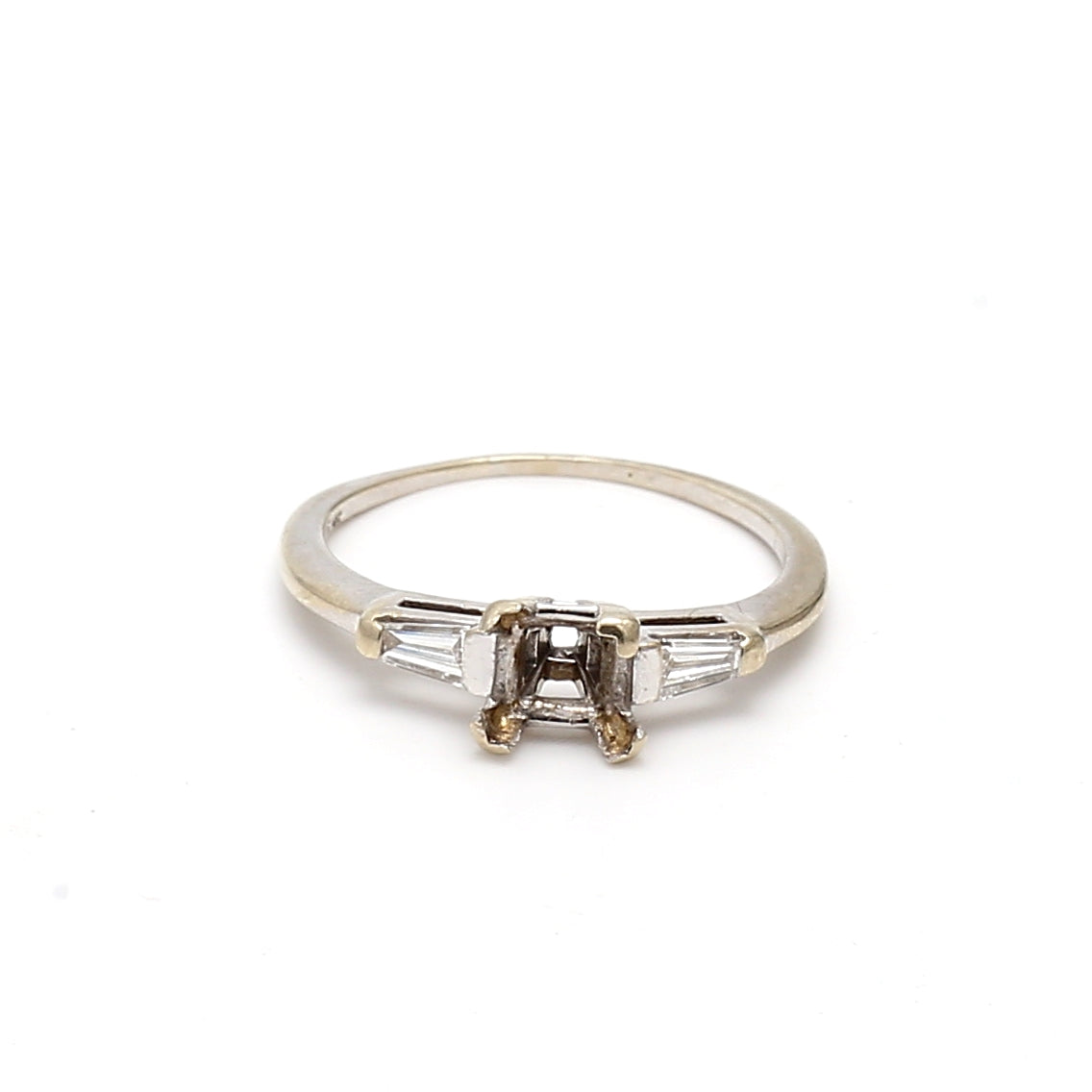 0.20 Carat Tapered Baguette Diamond Ring in 14K White Gold Semi Mount - Elegant Engagement & Wedding Ring for Women