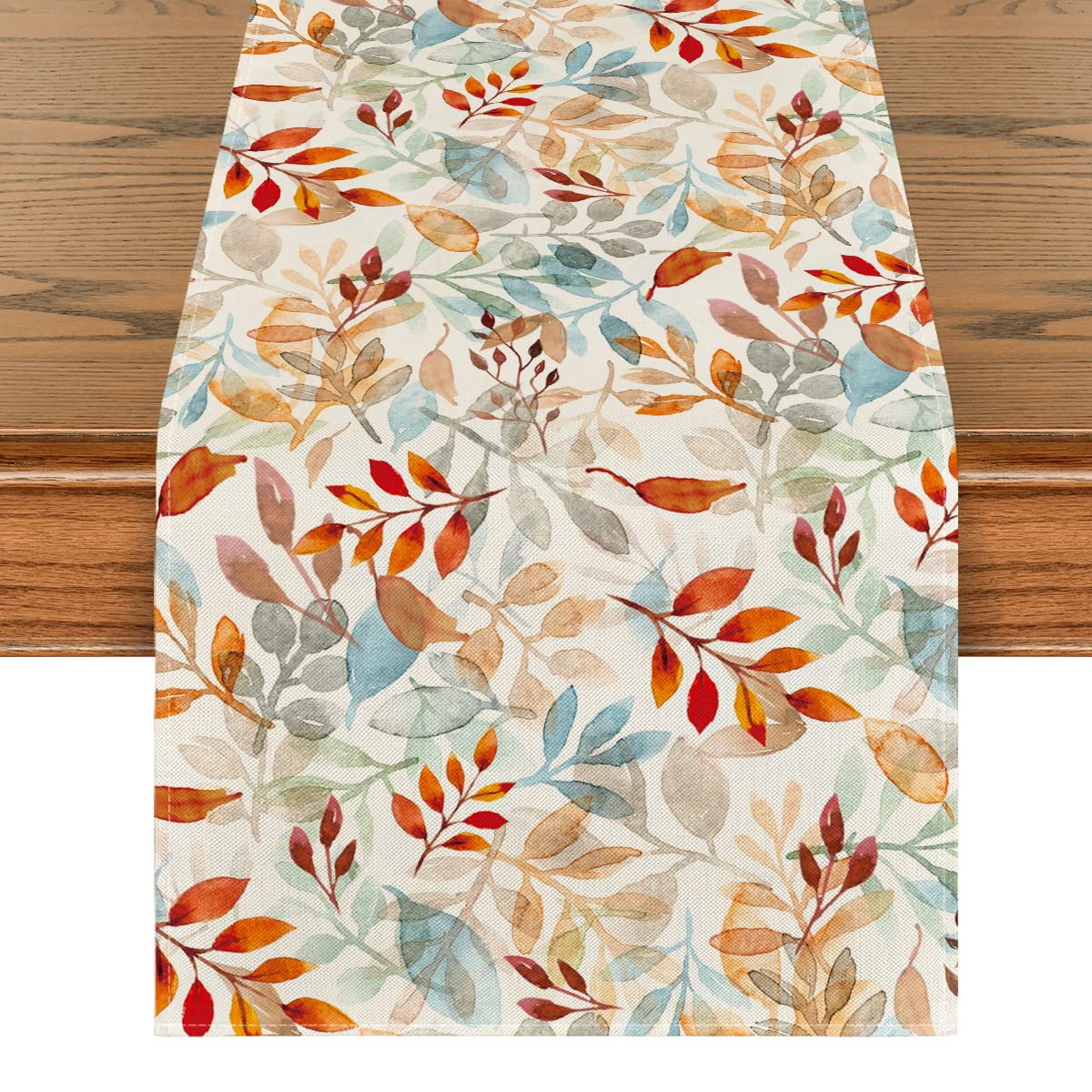 Artoid Mode Beige Eucalyptus Leaves Fall Table Runner - 13x72 Inch Autumn Seasonal Decor for Kitchen, Dining Table, Outdoor & Home Party | Perfect for Thanksgiving, Halloween, and Fall Weddings