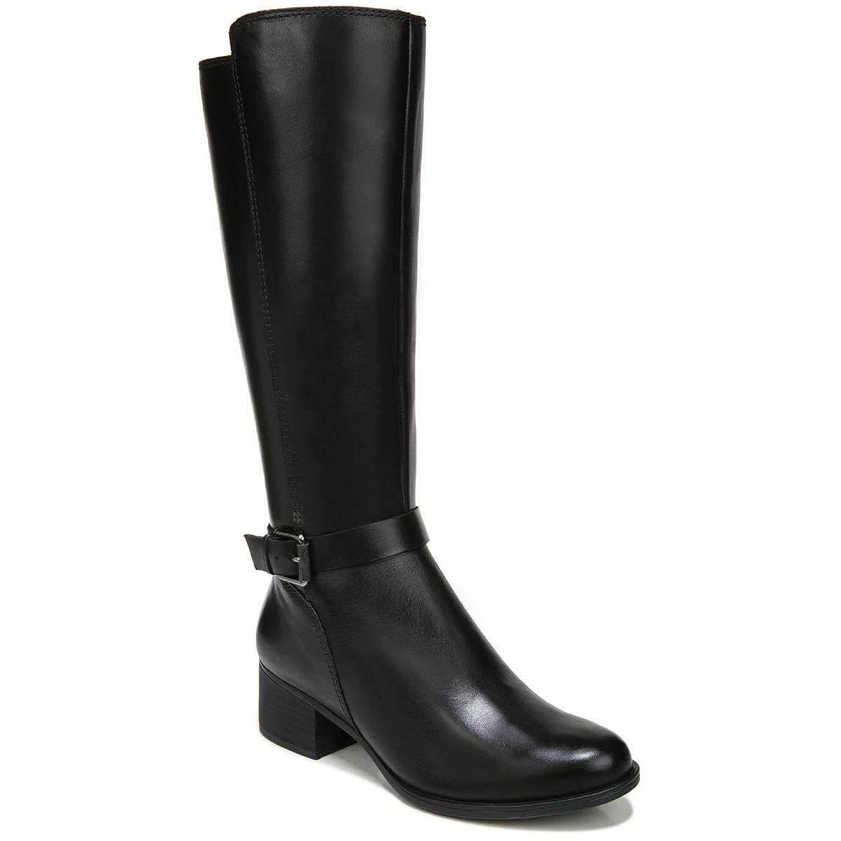 Naturalizer Women's Kalona Leather Pull-On Knee-High Boots - Black Size 9 Medium (B,M) | Comfortable & Stylish Winter Boots for Work, Casual Wear & Outdoor Activities