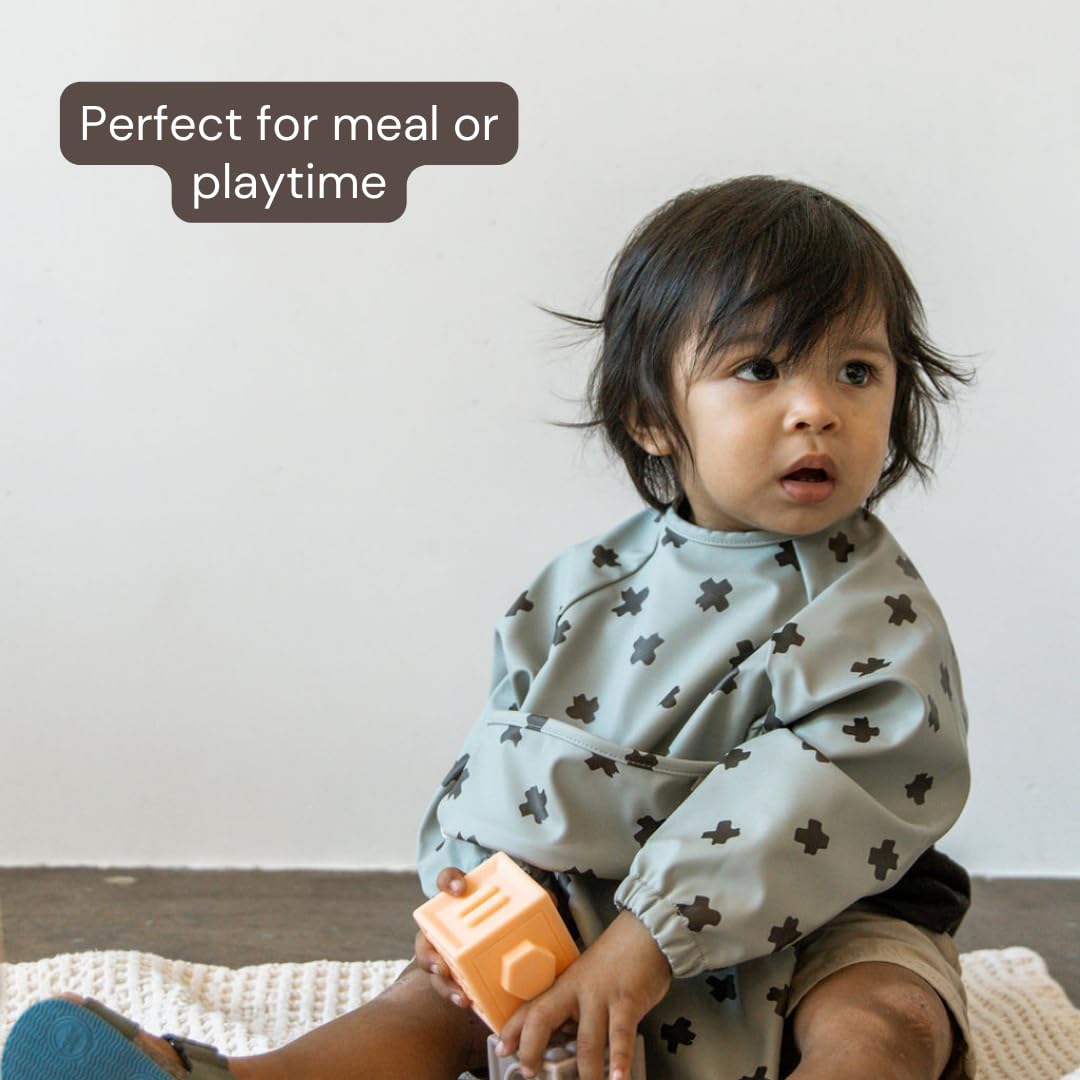 Premium Soft Waterproof Baby Bibs with Pocket for Toddlers 6-36 Months - Cute Long Sleeve Feeding Bibs for Messy Eaters - Ideal for Meal Time, Snacks & Daycare Use