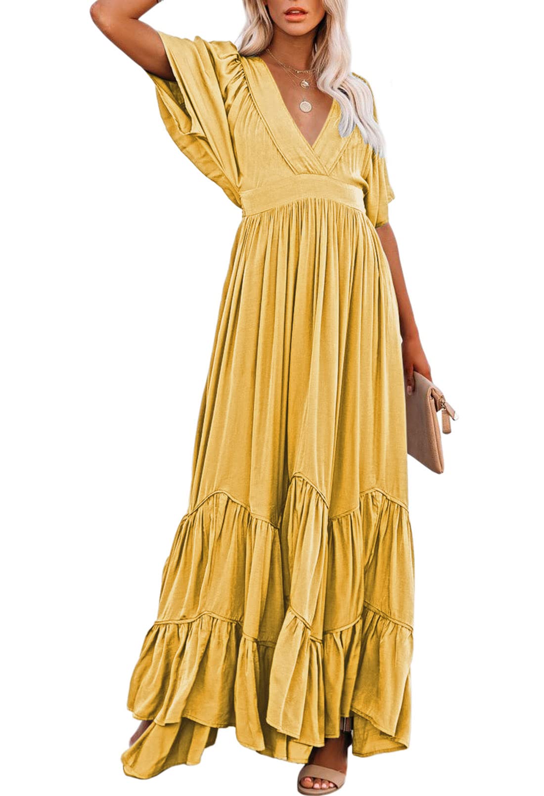 Linsery Women's Maxi Dress - Boho Flowy Long Summer Dress for Beach, Vacation & Casual Wear