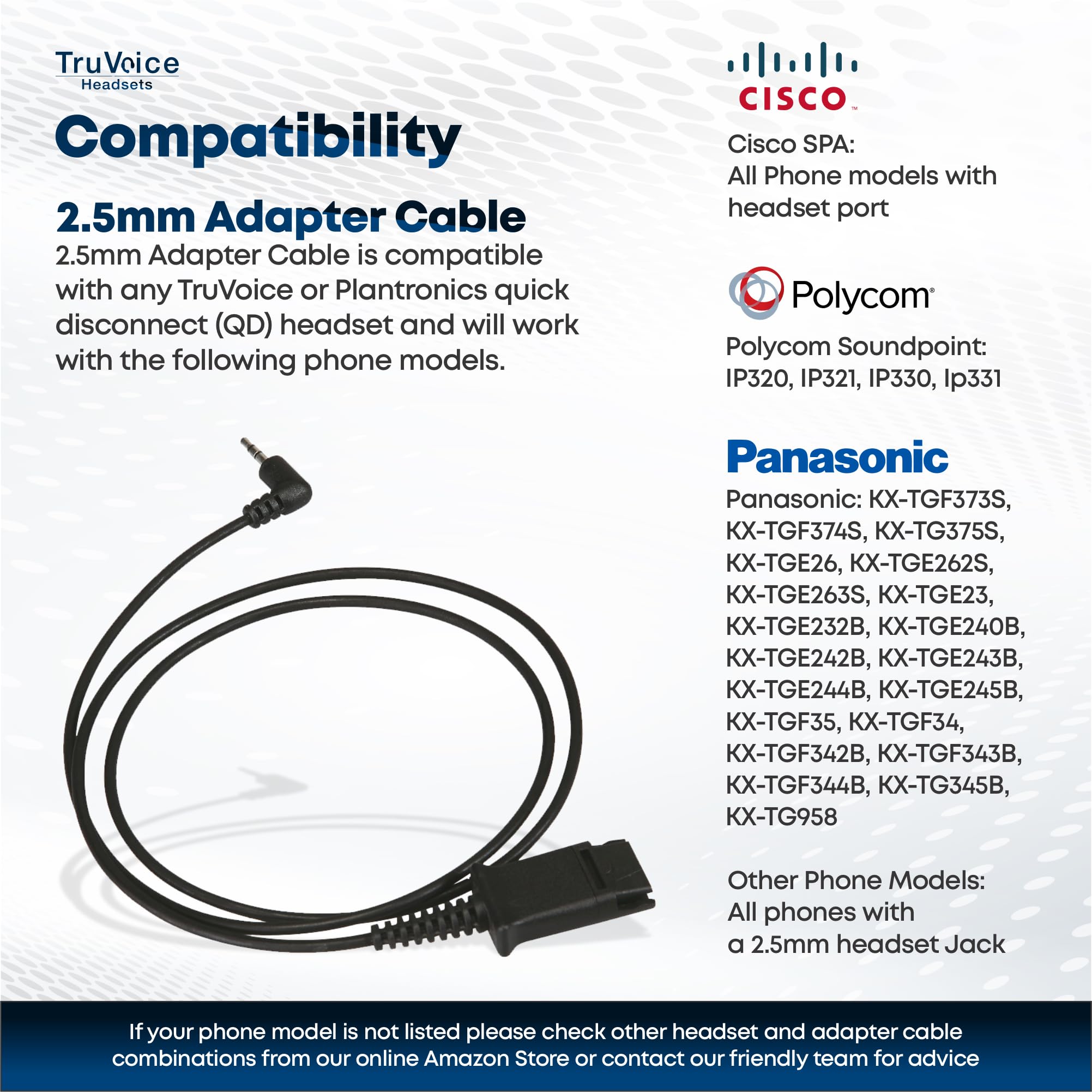 TruVoice HD-500 Deluxe Single Ear Headset with Noise Canceling Mic - Compatible with Cisco SPA303/502g/504g/508g/509g/514g/525g & 2.5mm Port Phones - Ideal for Call Centers, Office Communication & Remote Work