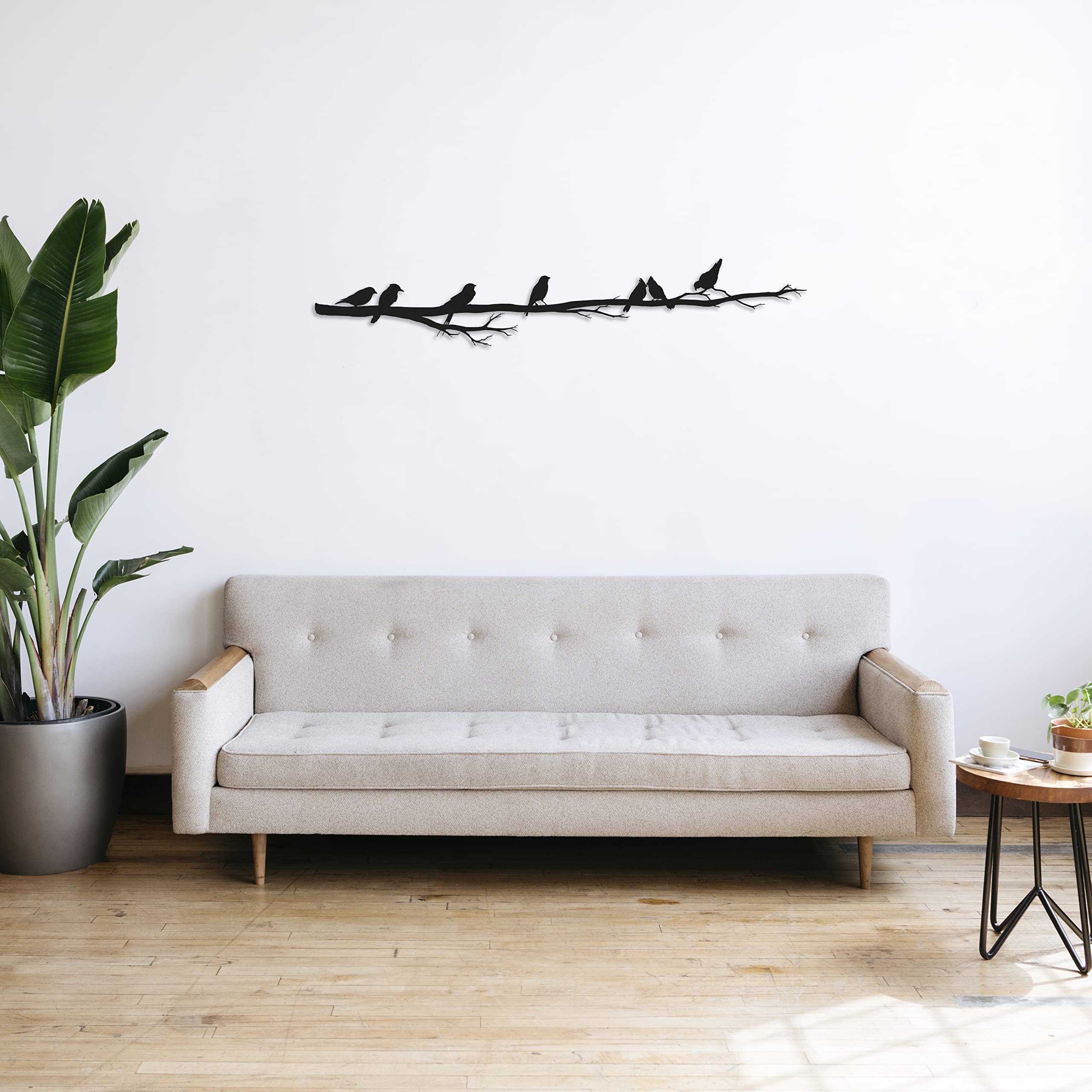 Modern Metal Wall Art Decor - 60x11 cm Black Birds Wall Hanging for Living Room & Bedroom - Unique Home Decoration Gift Idea for Housewarming & Interior Design