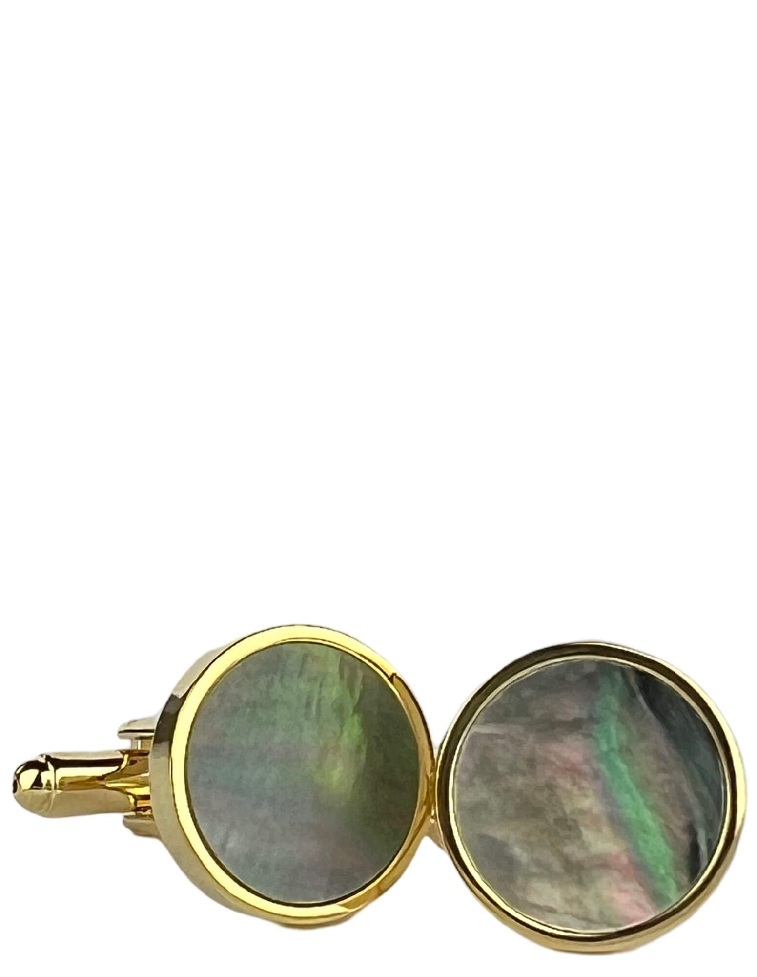DÉCLIC MOP Smoky Round Cufflinks in Gold - Elegant Men's Dress Accessories for Weddings, Business Meetings & Formal Events