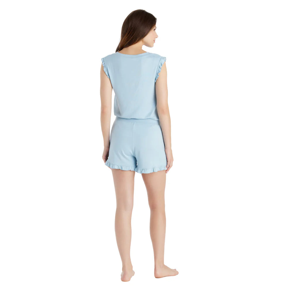 Stylish Surf Dream Ruffle Top and Shorts Set for Women - Perfect for Beach Vacations, Summer Outings & Casual Wear