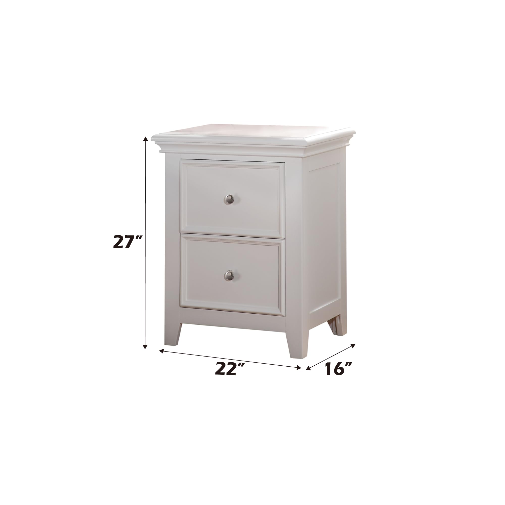 ACME Furniture Lacey Nightstand with 2 Drawers, White - Modern Bedside Table for Bedroom, Living Room & Guest Room Storage