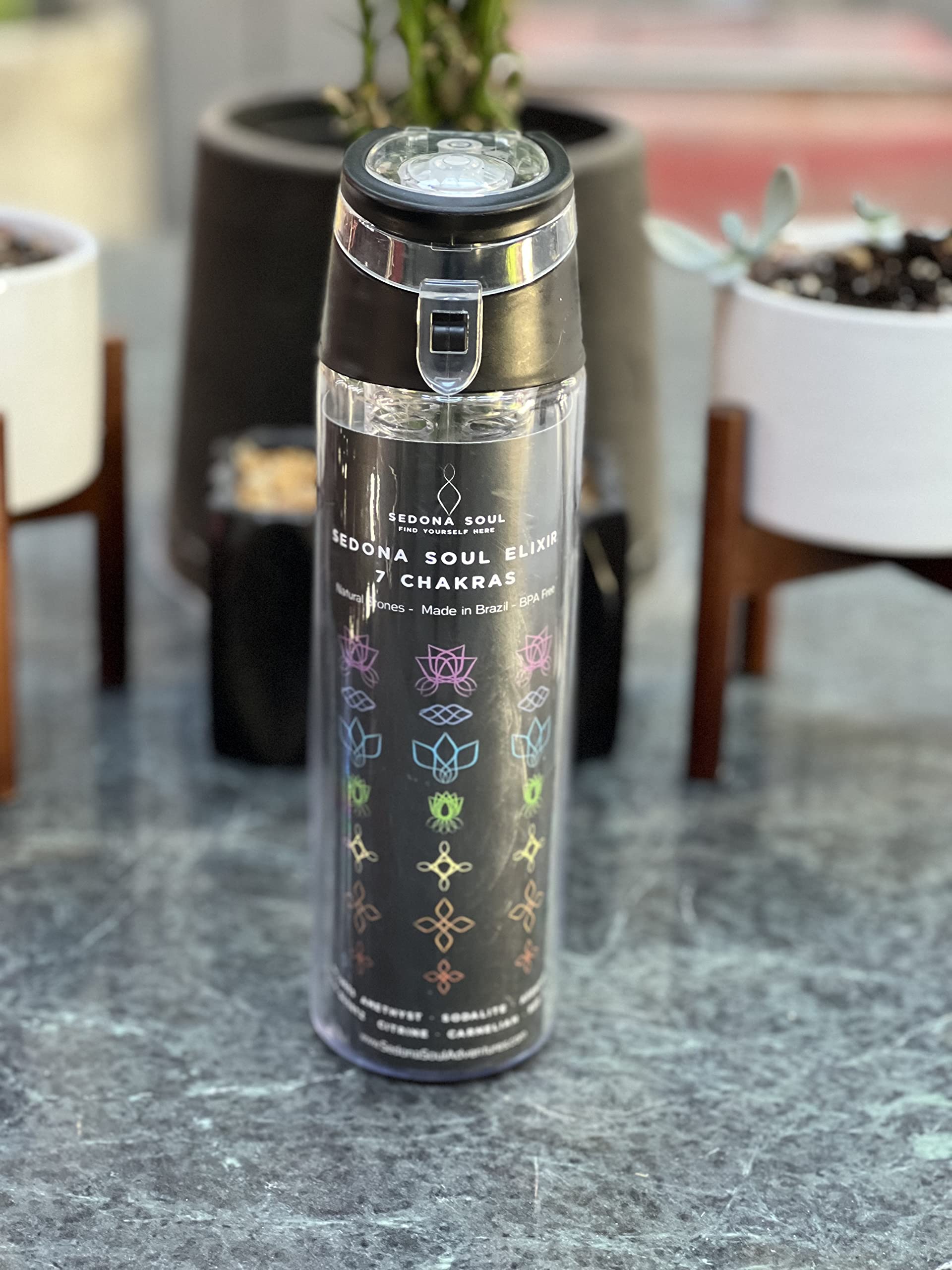Sedona Soul Chakra Balancing Water Bottle - Infused with Healing Crystals for Energy & Hydration - Perfect for Yoga, Meditation & Daily Wellness